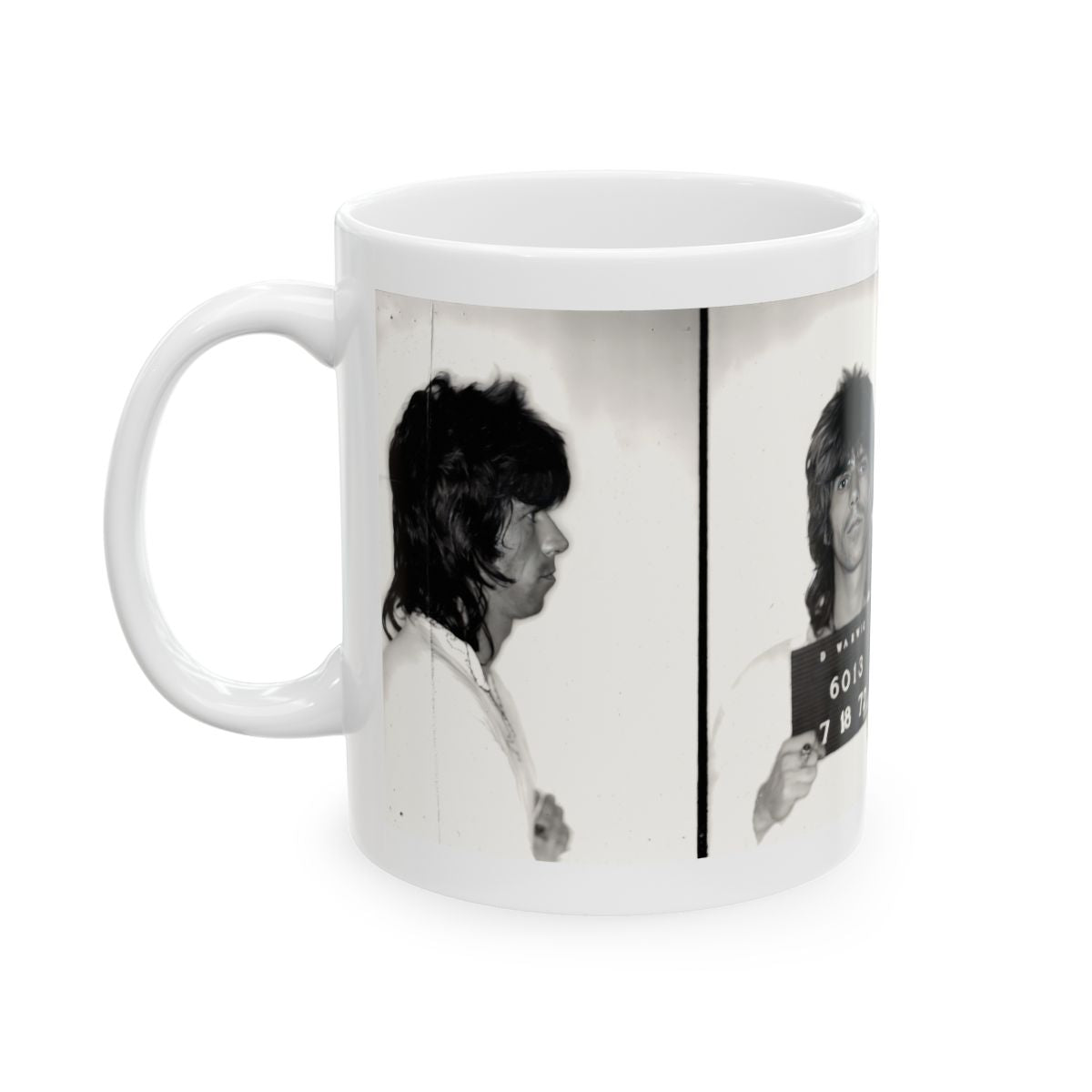 Keith Richards Mugshot Coffee Mug 11oz | Magnificent 1972 Mug Shot Portrait | Famous Warwick, RI Arrest | The Rolling Stones | Made To Order | Original Art Design | Custom Made | NEW
