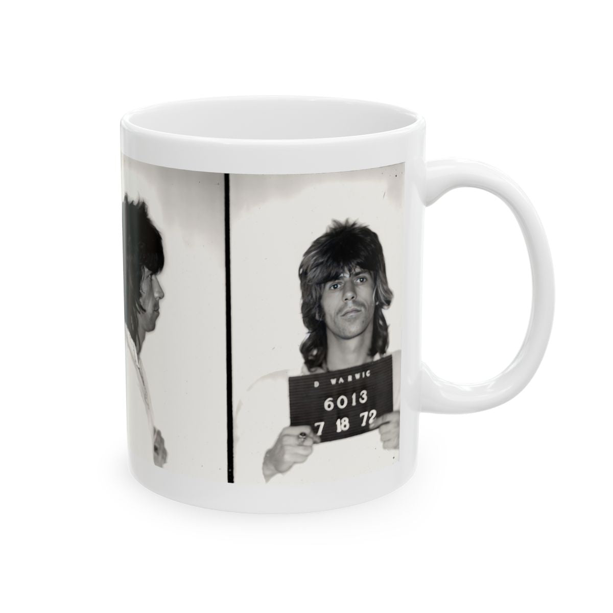 Keith Richards Mugshot Coffee Mug 11oz | Magnificent 1972 Mug Shot Portrait | Famous Warwick, RI Arrest | The Rolling Stones | Made To Order | Original Art Design | Custom Made | NEW