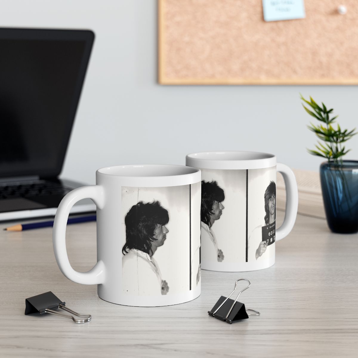 Keith Richards Mugshot Coffee Mug 11oz | Magnificent 1972 Mug Shot Portrait | Famous Warwick, RI Arrest | The Rolling Stones | Made To Order | Original Art Design | Custom Made | NEW