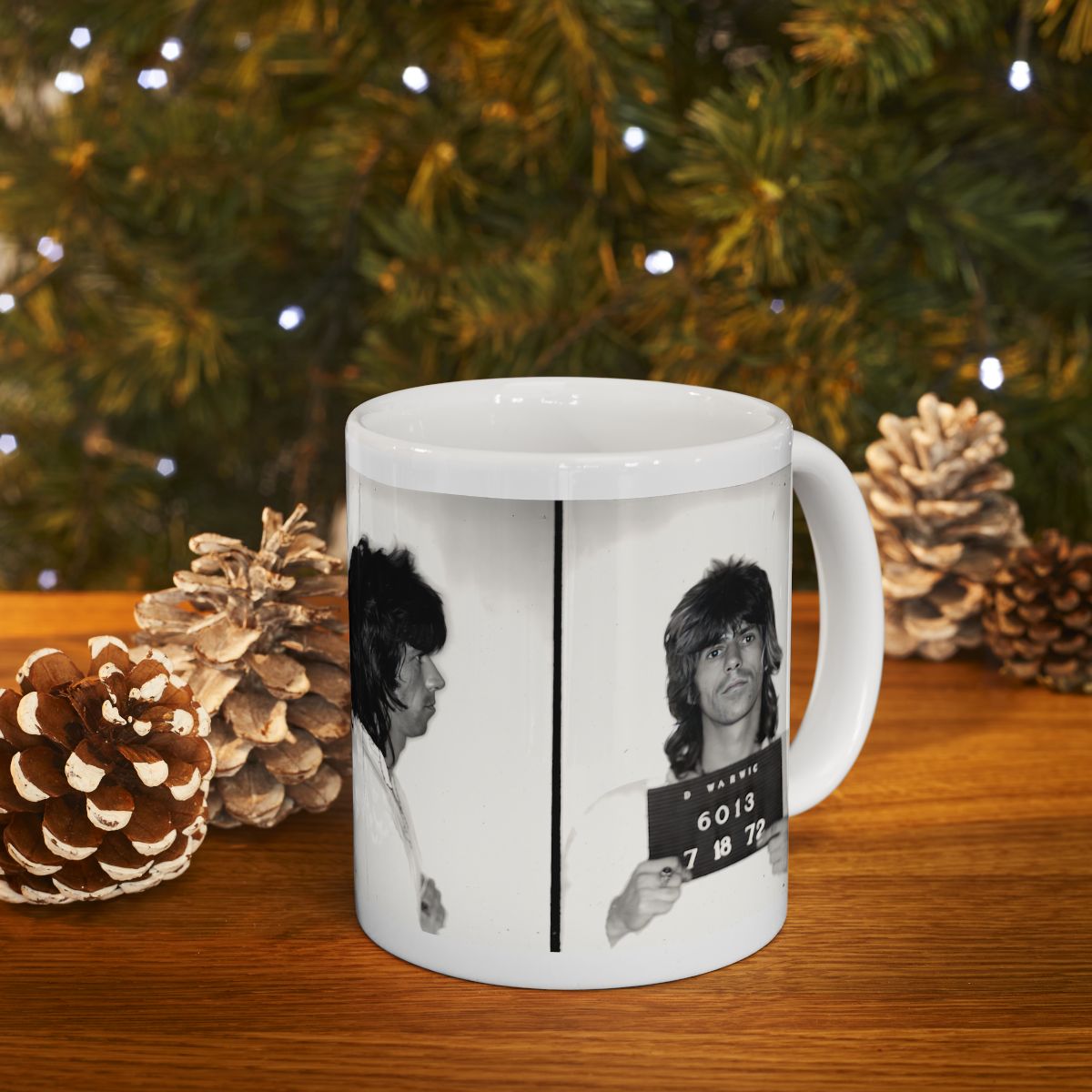 Keith Richards Mugshot Coffee Mug 11oz | Magnificent 1972 Mug Shot Portrait | Famous Warwick, RI Arrest | The Rolling Stones | Made To Order | Original Art Design | Custom Made | NEW