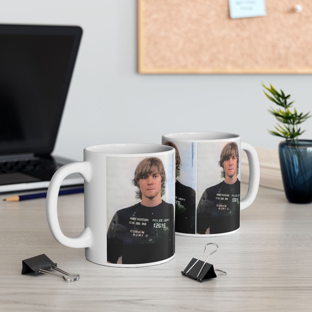 Kurt Cobain Mugshot Coffee Mug 11oz | Magnificent 1986 Mug Shot | Outlaw | Busted | Infamous Aberdeen, Washington Arrest | Nirvana | Grunge Icon | Legendary American Music | The 90s | Custom Made | Original Art Design | Made To Order | NEW (Sealed)