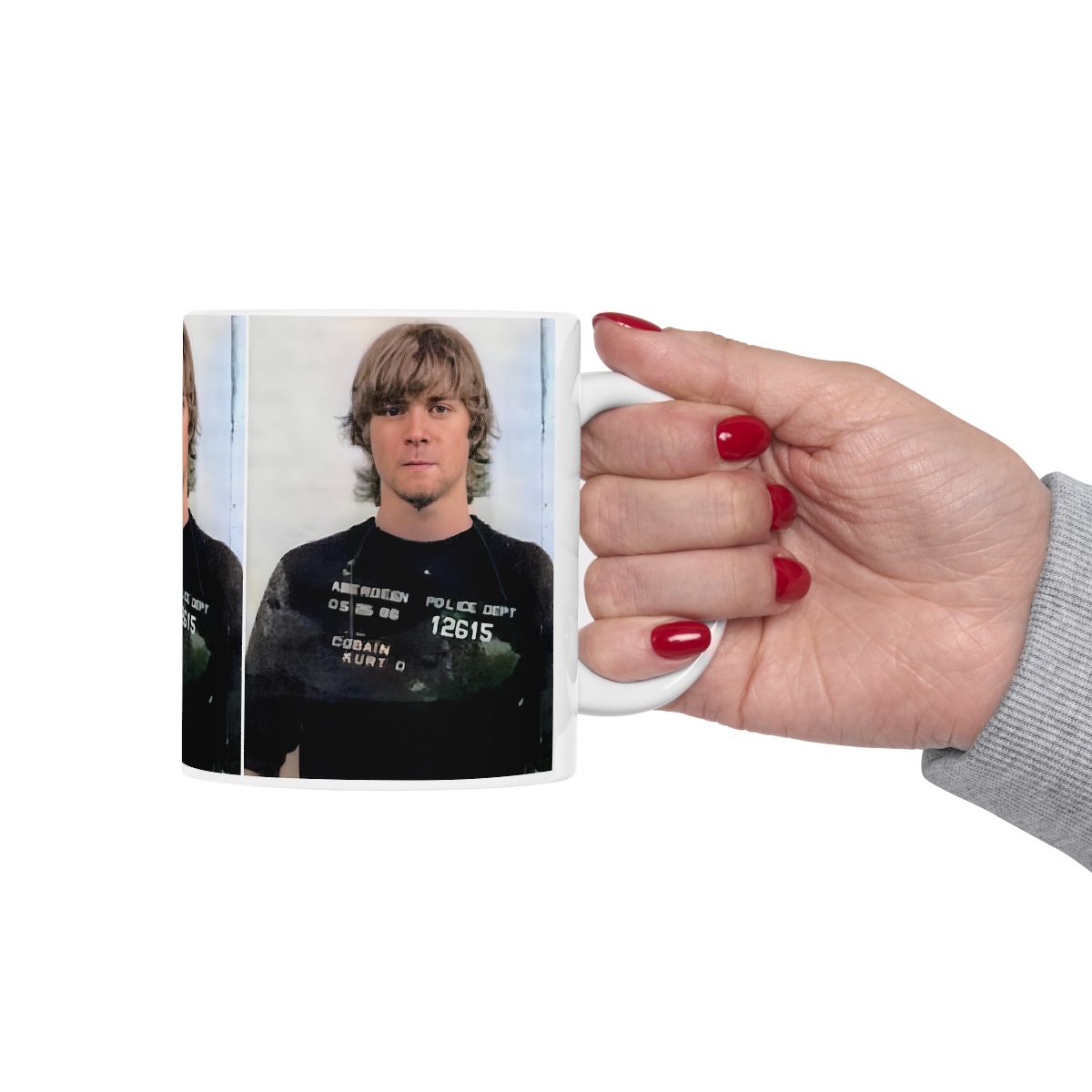 Kurt Cobain Mugshot Coffee Mug 11oz | Magnificent 1986 Mug Shot | Outlaw | Busted | Infamous Aberdeen, Washington Arrest | Nirvana | Grunge Icon | Legendary American Music | The 90s | Custom Made | Original Art Design | Made To Order | NEW (Sealed)