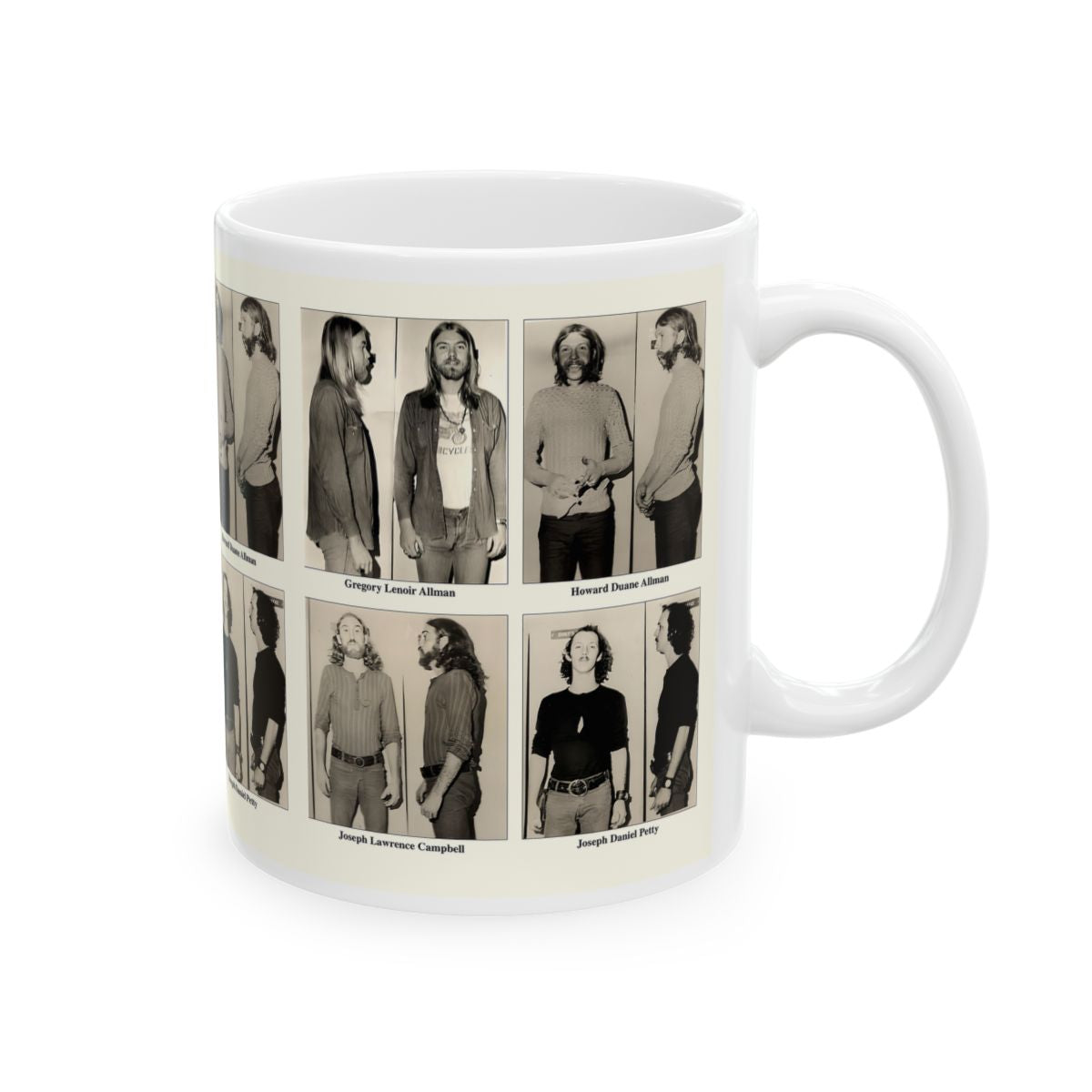The Allman Brothers Band Mugshots Coffee Mug 11oz | Magnificent 1971 Mug Shot Pictures | Duane Allman | Gregg Allman | Famous Jackson, Alabama Arrest | Rock and Roll | Legendary American Music | Made To Order | Original Art Design | Custom Made | NEW