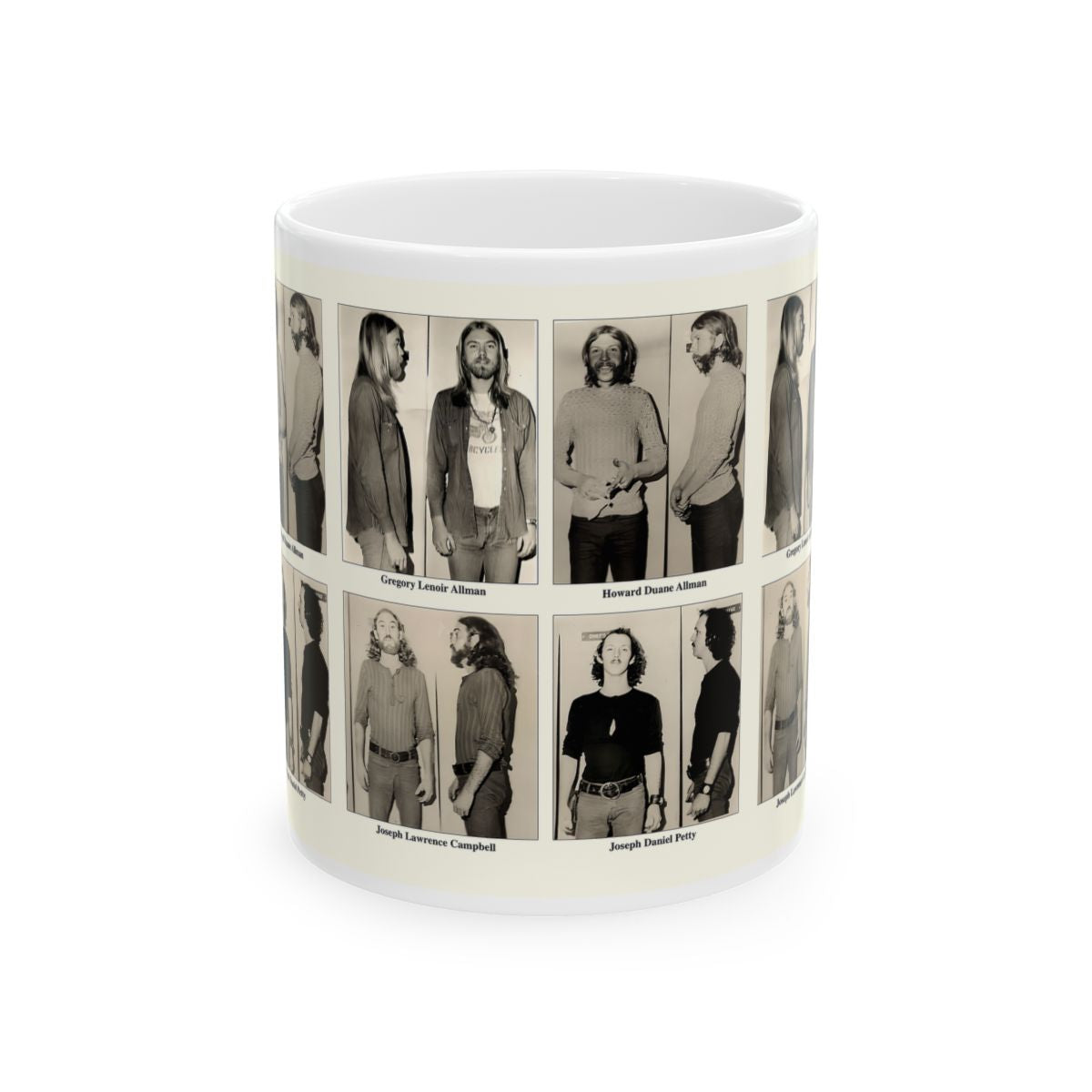 The Allman Brothers Band Mugshots Coffee Mug 11oz | Magnificent 1971 Mug Shot Pictures | Duane Allman | Gregg Allman | Famous Jackson, Alabama Arrest | Rock and Roll | Legendary American Music | Made To Order | Original Art Design | Custom Made | NEW