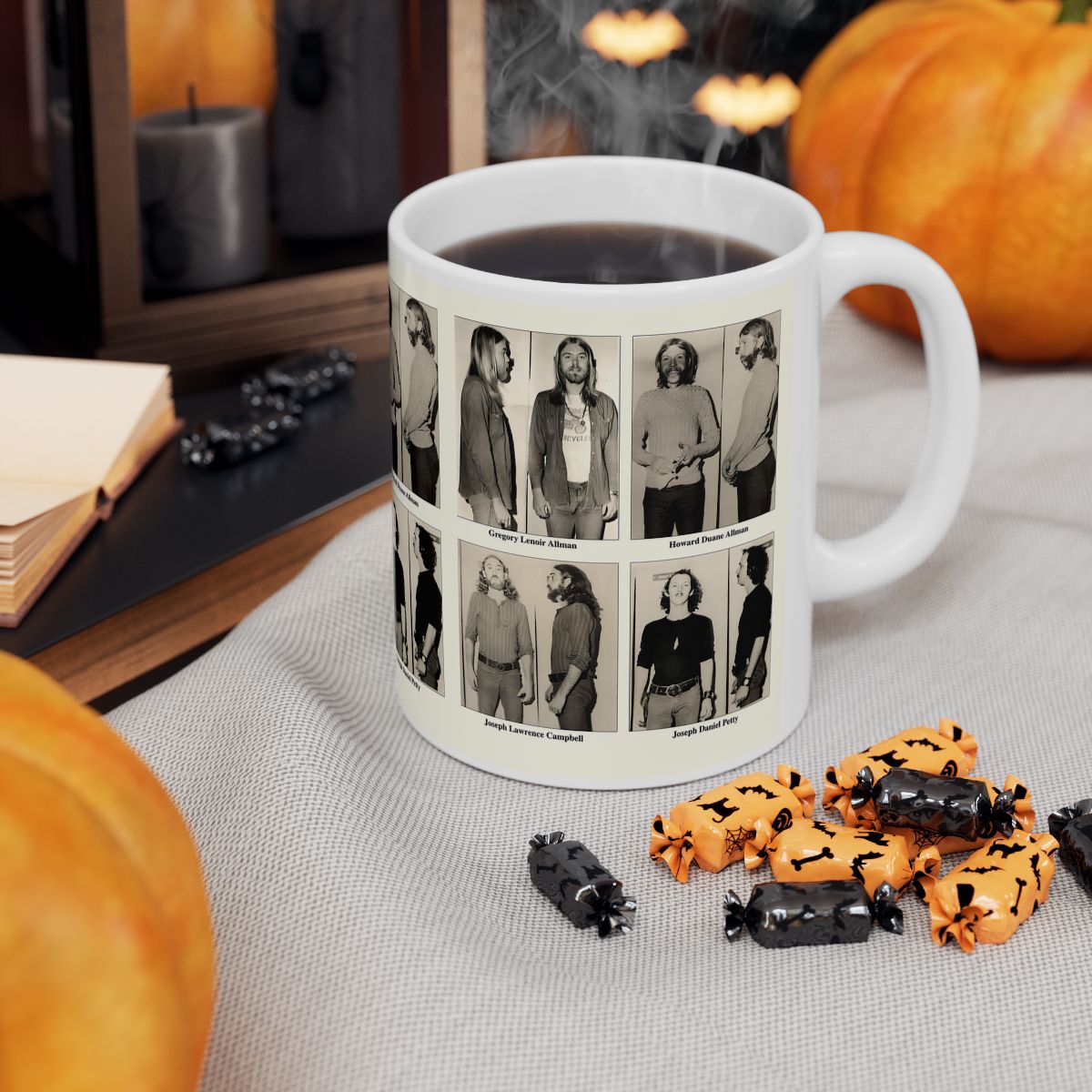 The Allman Brothers Band Mugshots Coffee Mug 11oz | Magnificent 1971 Mug Shot Pictures | Duane Allman | Gregg Allman | Famous Jackson, Alabama Arrest | Rock and Roll | Legendary American Music | Made To Order | Original Art Design | Custom Made | NEW