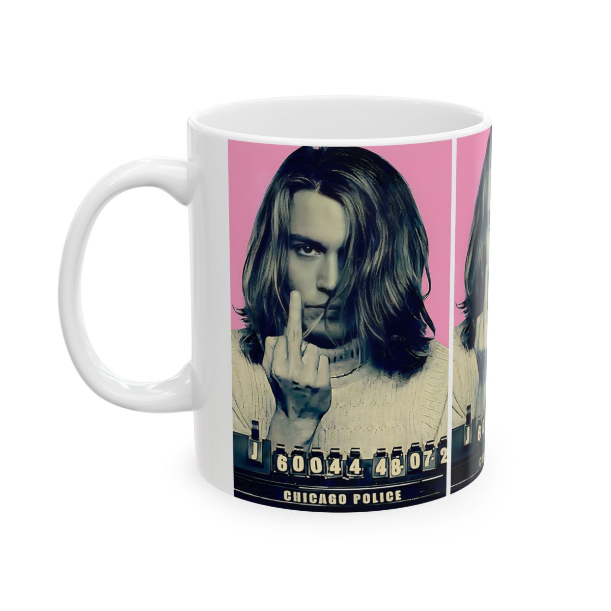 Johnny Depp Mugshot Coffee Mug 11oz | Awesome 2001 Mug Shot Portrait | Iconic Actor | Hollywood Royalty | Legendary American Film Star | Custom Made | Made To Order | NEW (Sealed)