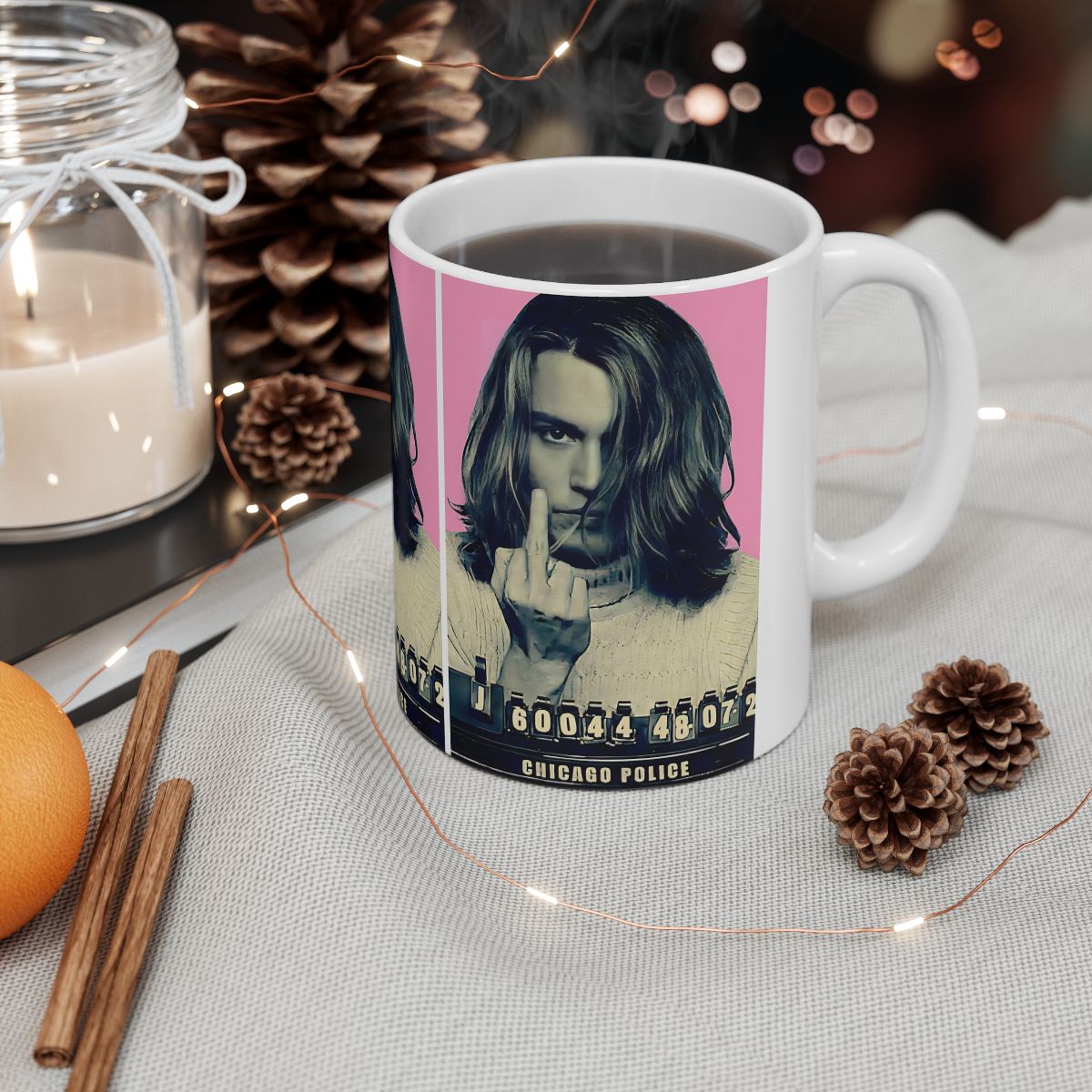 Johnny Depp Mugshot Coffee Mug 11oz | Awesome 2001 Mug Shot Portrait | Iconic Actor | Hollywood Royalty | Legendary American Film Star | Custom Made | Made To Order | NEW (Sealed)