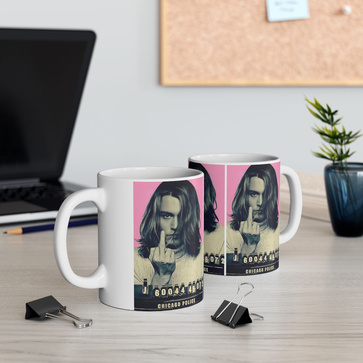 Johnny Depp Mugshot Coffee Mug 11oz | Awesome 2001 Mug Shot Portrait | Iconic Actor | Hollywood Royalty | Legendary American Film Star | Custom Made | Made To Order | NEW (Sealed)