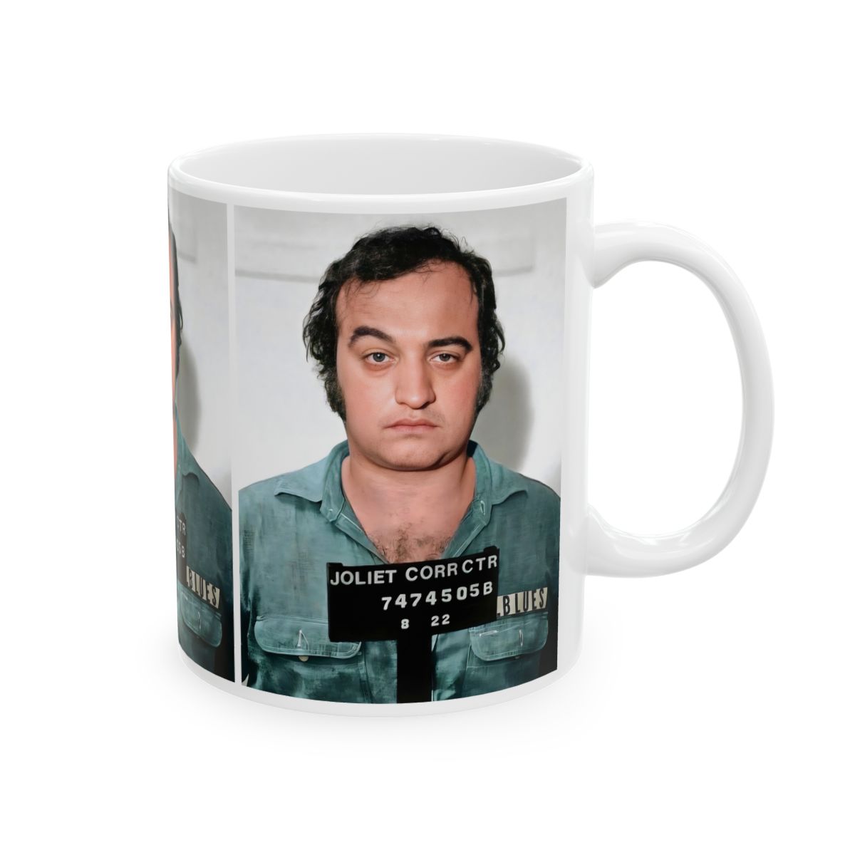 John Belushi Mugshot | Ceramic Coffee Mug 11oz | Magnificent 1980 Mug Shot Portrait | The Blues Brothers | 'Joliet' Jake Blues | American Comedy Legend | Original Art Design | Made To Order | NEW (Sealed)