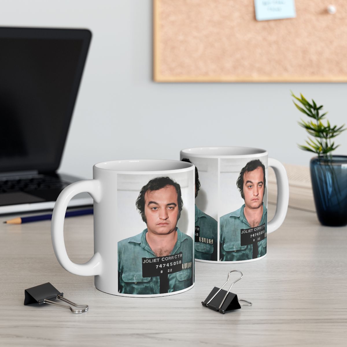 John Belushi Mugshot | Ceramic Coffee Mug 11oz | Magnificent 1980 Mug Shot Portrait | The Blues Brothers | 'Joliet' Jake Blues | American Comedy Legend | Original Art Design | Made To Order | NEW (Sealed)