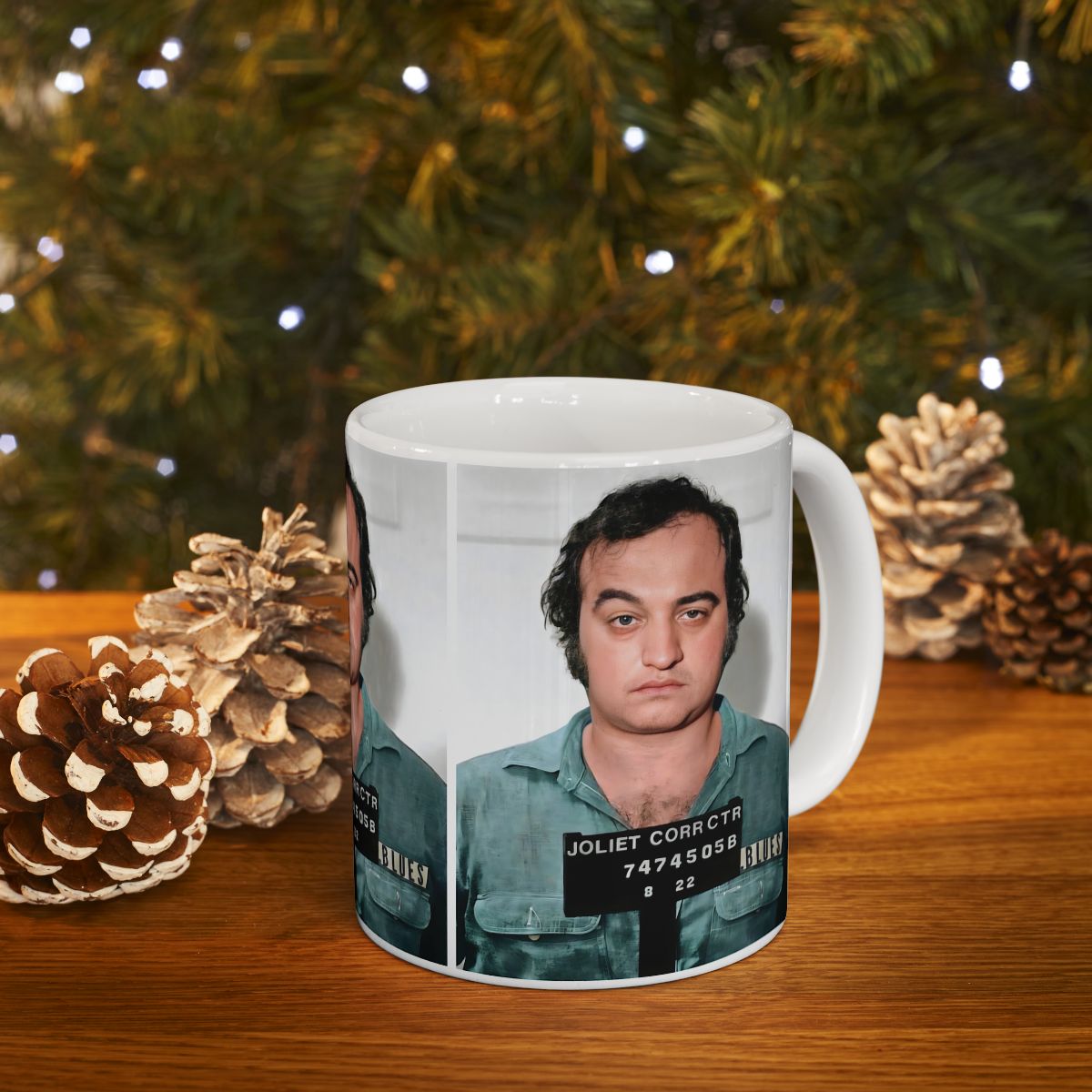 John Belushi Mugshot | Ceramic Coffee Mug 11oz | Magnificent 1980 Mug Shot Portrait | The Blues Brothers | 'Joliet' Jake Blues | American Comedy Legend | Original Art Design | Made To Order | NEW (Sealed)