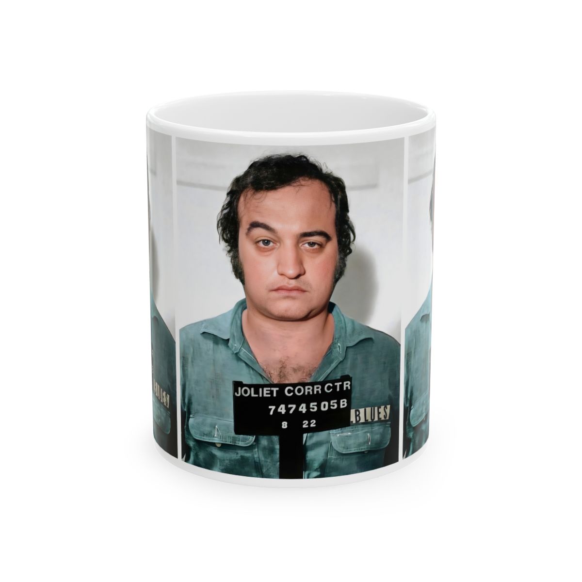 John Belushi Mugshot | Ceramic Coffee Mug 11oz | Magnificent 1980 Mug Shot Portrait | The Blues Brothers | 'Joliet' Jake Blues | American Comedy Legend | Original Art Design | Made To Order | NEW (Sealed)