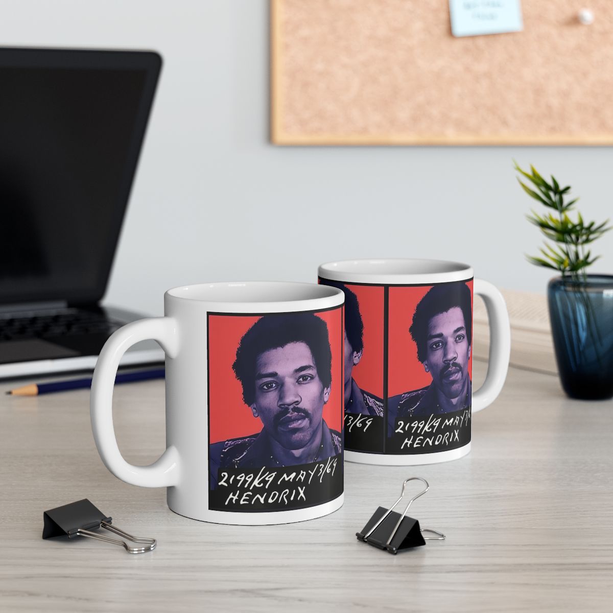 Jimi Hendrix Mugshot Coffee Mug 11oz | Magnificent 1969 Mug-Shot Portrait | Famous Toronto Arrest | Legendary American Music | Rock and Roll | Most Wanted | World's Greatest Guitarist | Made To Order | Custom Made | Original Art Design | NEW (Sealed)