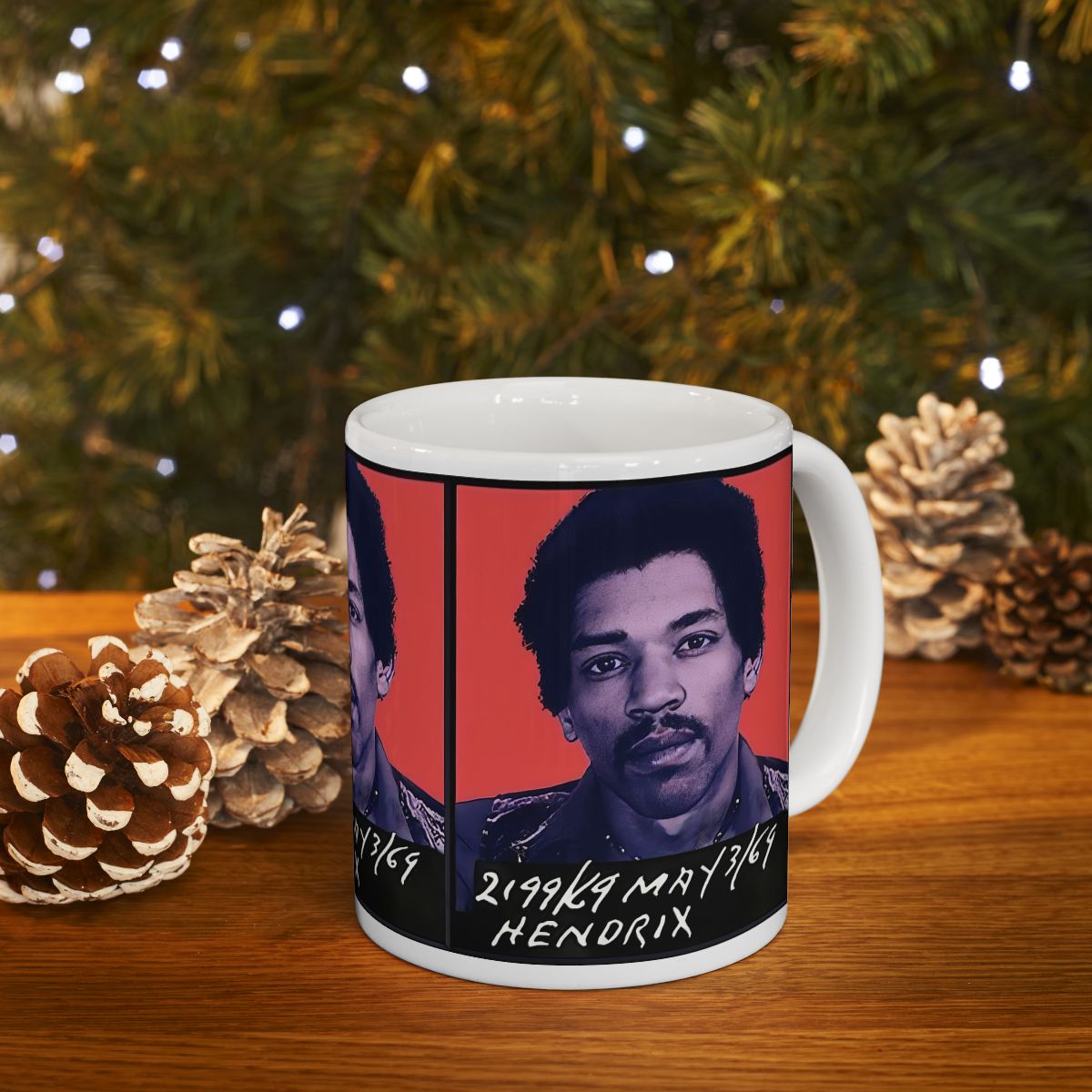 Jimi Hendrix Mugshot Coffee Mug 11oz | Magnificent 1969 Mug-Shot Portrait | Famous Toronto Arrest | Legendary American Music | Rock and Roll | Most Wanted | World's Greatest Guitarist | Made To Order | Custom Made | Original Art Design | NEW (Sealed)