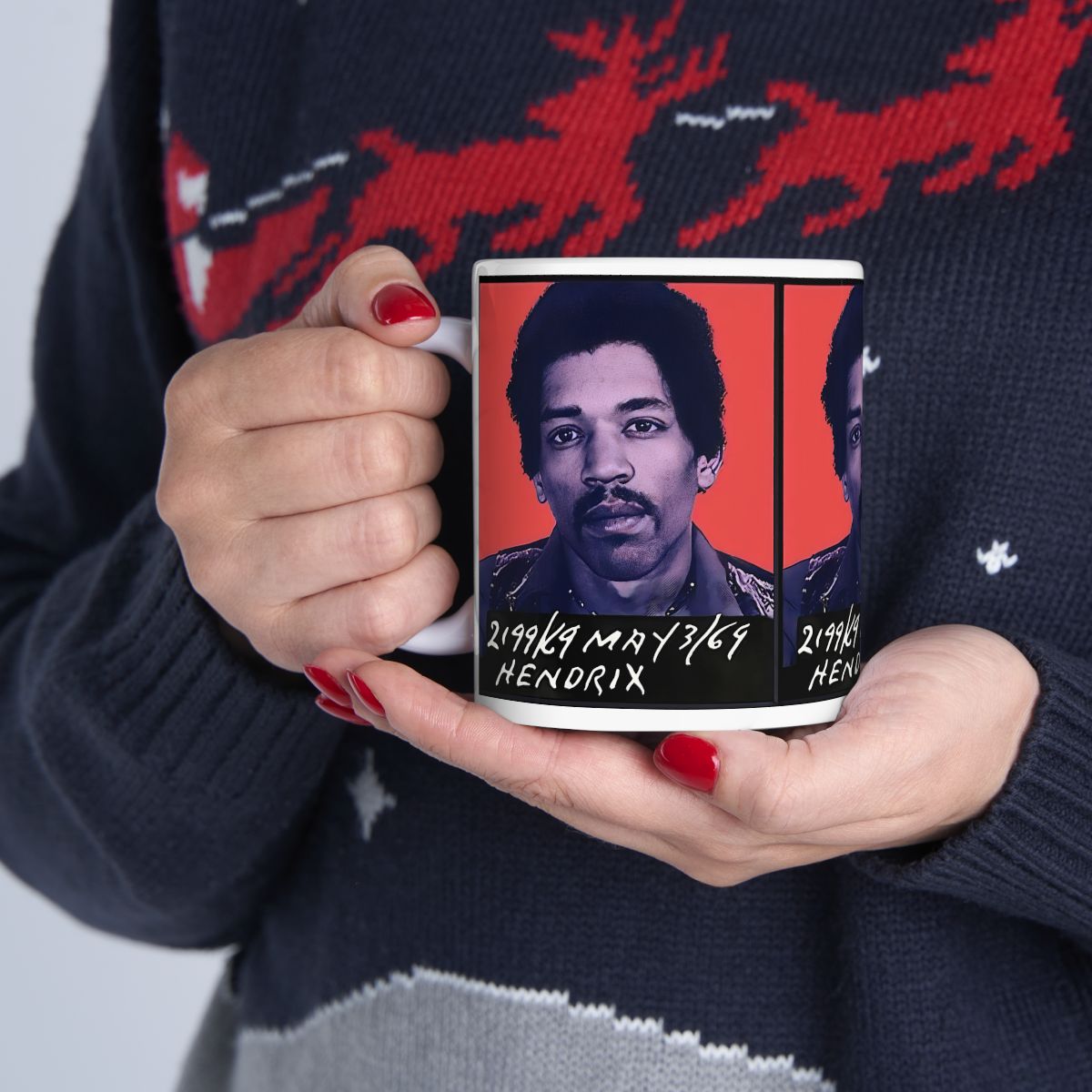 Jimi Hendrix Mugshot Coffee Mug 11oz | Magnificent 1969 Mug-Shot Portrait | Famous Toronto Arrest | Legendary American Music | Rock and Roll | Most Wanted | World's Greatest Guitarist | Made To Order | Custom Made | Original Art Design | NEW (Sealed)