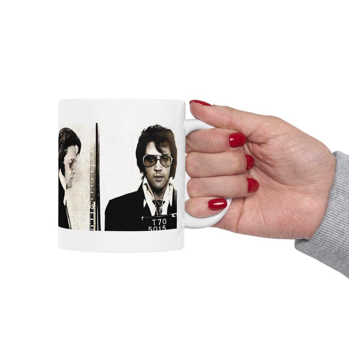 Elvis Presley Mugshot Coffee Mug 11oz | Magnificent 1970 Mug Shot Portrait | Busted | Denver, Colorado | The King | Legendary American Music | Rock and Roll | Iconic Singer | NEW