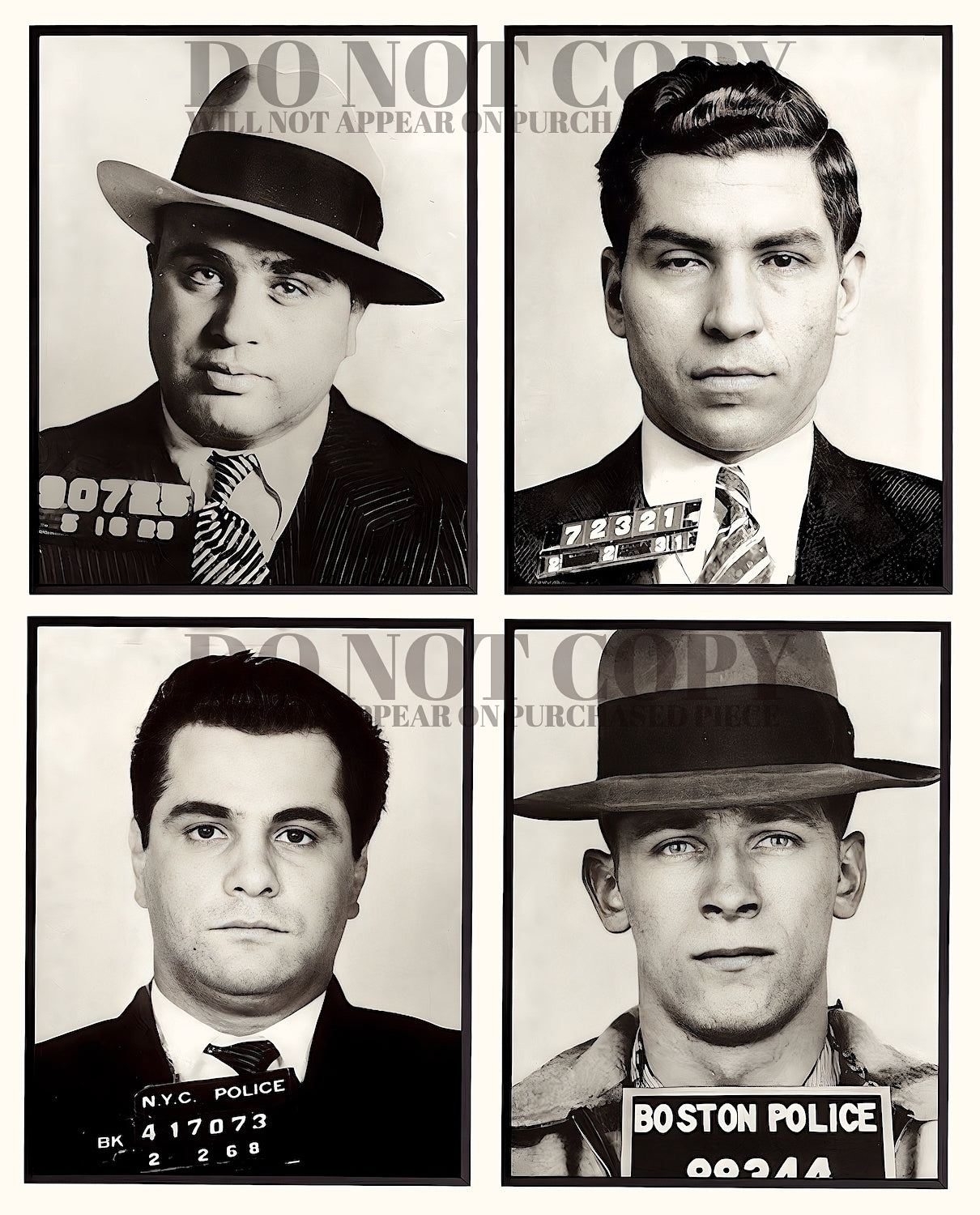 Famous Gangster Mugshots Poster 11 X 15 - Magnificent Mug Shot Portrait Collage - Ultimate Wise Guys Collection - Al Capone - Lucky Luciano - Whitey Bulger - John Gotti - Legendary Arrest Photographs - Rare Photo Set - Poster Art Print