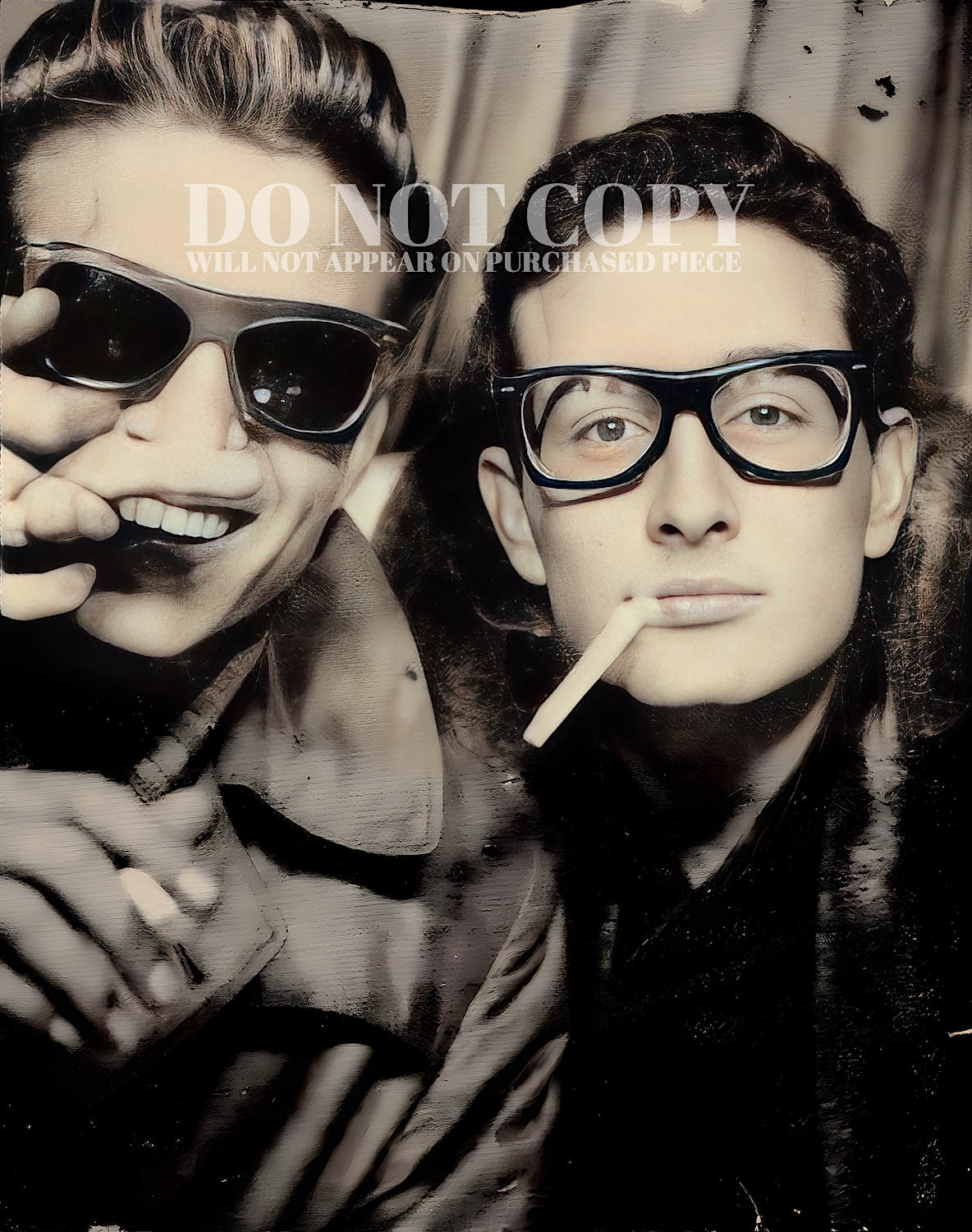 Buddy Holly and Waylon Jennings Photograph 11 X 14 - Legendary 1959 Photo Booth Portrait - American Music - Rock and Roll - Historic Music Memorabilia - Lubbock, Texas - 11X14 Inches - Magnificent Poster - Rare Art Print