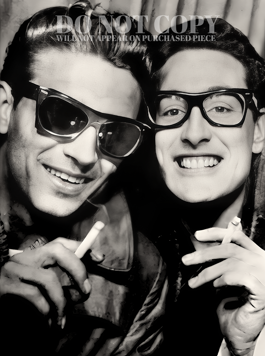 Buddy Holly and Waylon Jennings Photograph 11 X 15 - Magnificent 1959 Photo Booth Portrait - Legendary American Music - Rock and Roll - Historic Music Memorabilia - 11X15 Inches - Stunning Poster - Rare Art Print