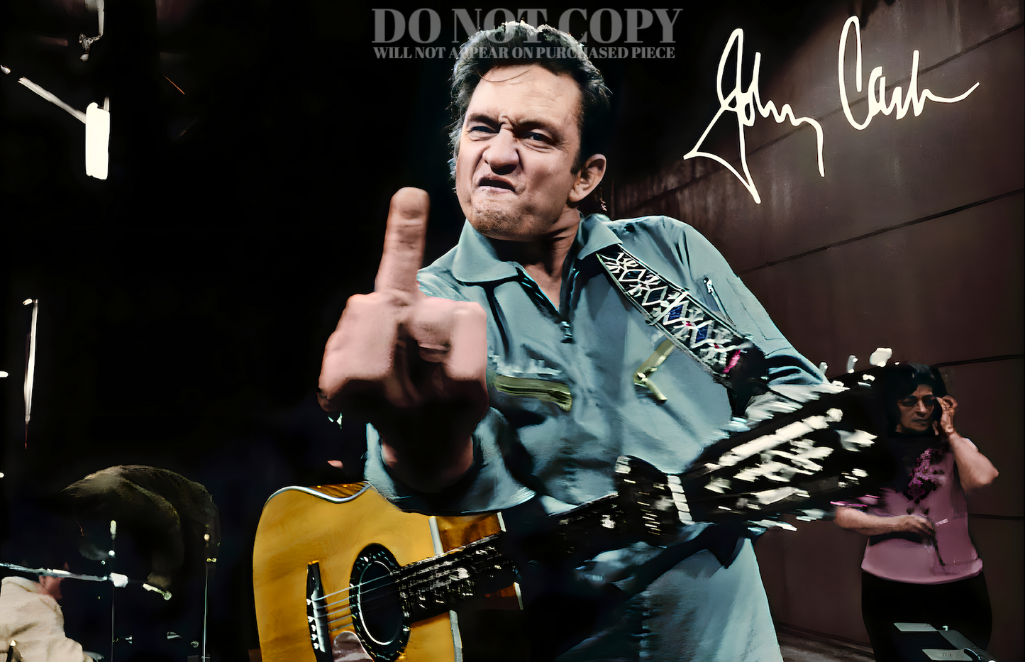Johnny Cash Photograph 11 X 17 - Magnificent 1969 Middle Finger Portrait - Flipping The Bird - Outlaw Country - Best Quality Version (100% Guaranteed) - Rare Photo - Poster Art Print