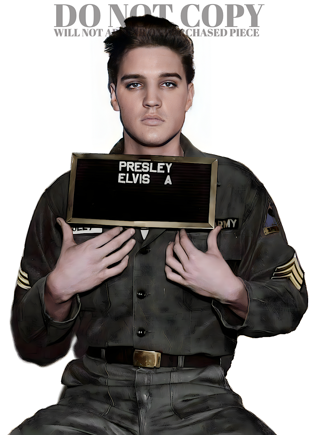Elvis Presley Mugshot Photograph 11 X 15 - Magnificent 1960 Military Mug Shot Portrait - U.S. Army - Legendary American Music - Rare Photo - Poster Art Print