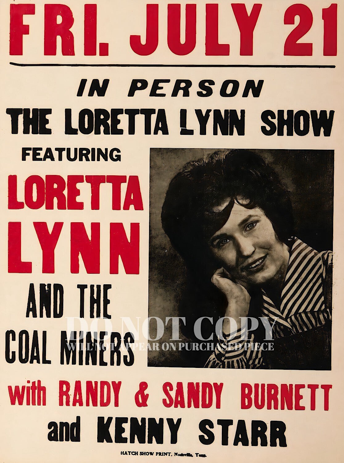 Loretta Lynn Concert Poster 11 X 15 - Stunning Nashville Live Performance - Legendary American Music - Iconic Singer - 11X15 Inches - Rare Concert Memorabilia - Magnificent Artwork Restoration - Photo - Art Print