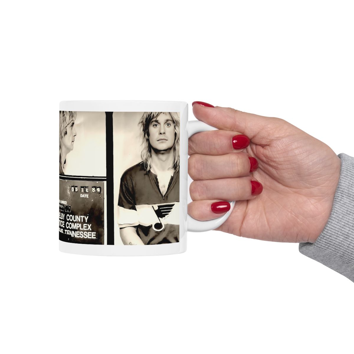 Ozzy Osbourne Mugshot Coffee Mug 11oz | Magnificent 1984 Memphis Mug Shot | Black Sabbath | British Music Icon Busted | Heavy Metal Hero | The Prince Of Darkness | Original Art Design | Custom Made | NEW (Sealed)