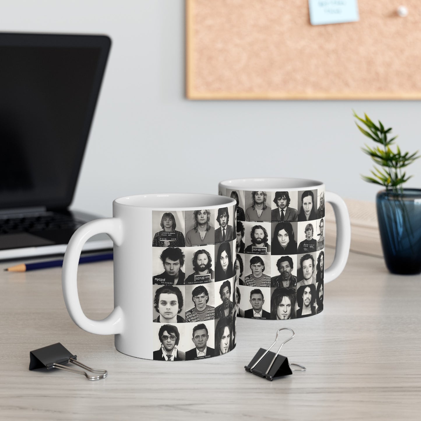 Famous Music Mugshots Coffee Mug 11oz | Magnificent Mug Shot Photo Collection | Rock and Roll's Most Wanted | Iconic Mugshot Arrest Pictures | Original Art Design | Custom Made | NEW