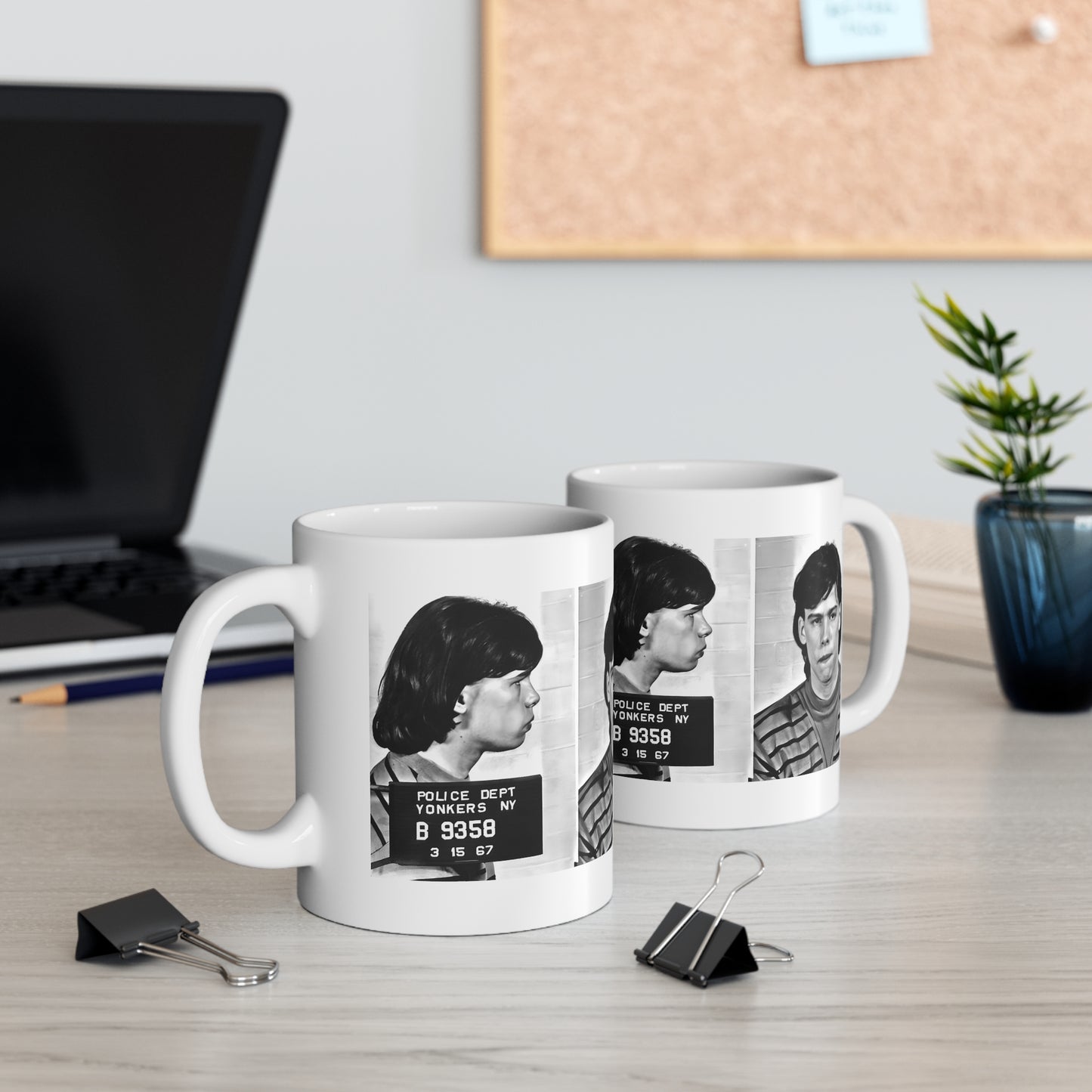 Steven Tyler Mugshot Coffee Mug 11oz | Magnificent 1967 Mug Shot Portrait | Busted | Legendary American Music | Aerosmith | Original Art Design | NEW