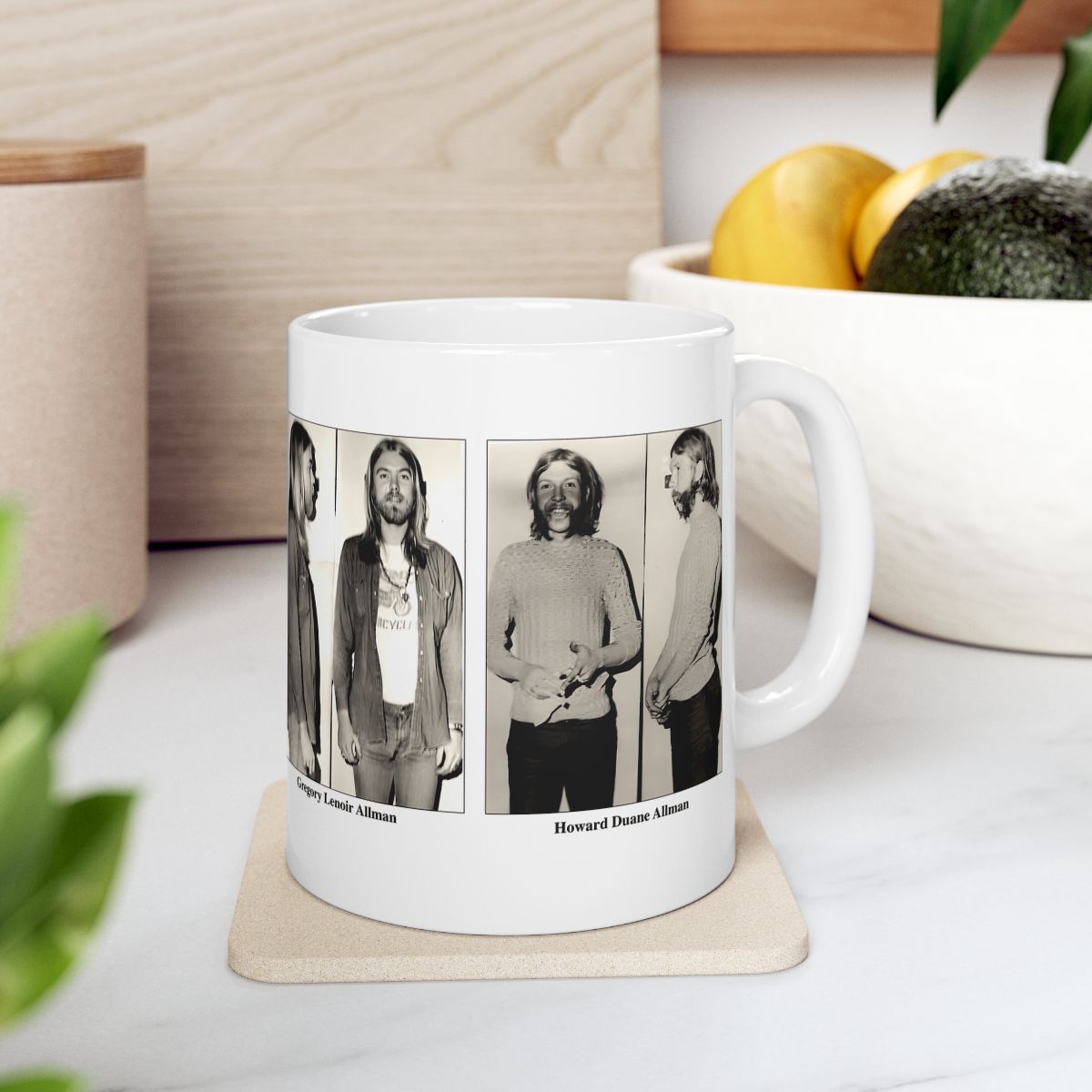 Allman Brothers Band Mugshots Coffee Mug 11oz | Magnificent 1971 Mug Shot Portraits | Duane Allman | Gregg Allman | Famous Jackson, Alabama Arrest | Rock and Roll | Legendary American Music | Made To Order | Original Art Design | Custom Made | NEW