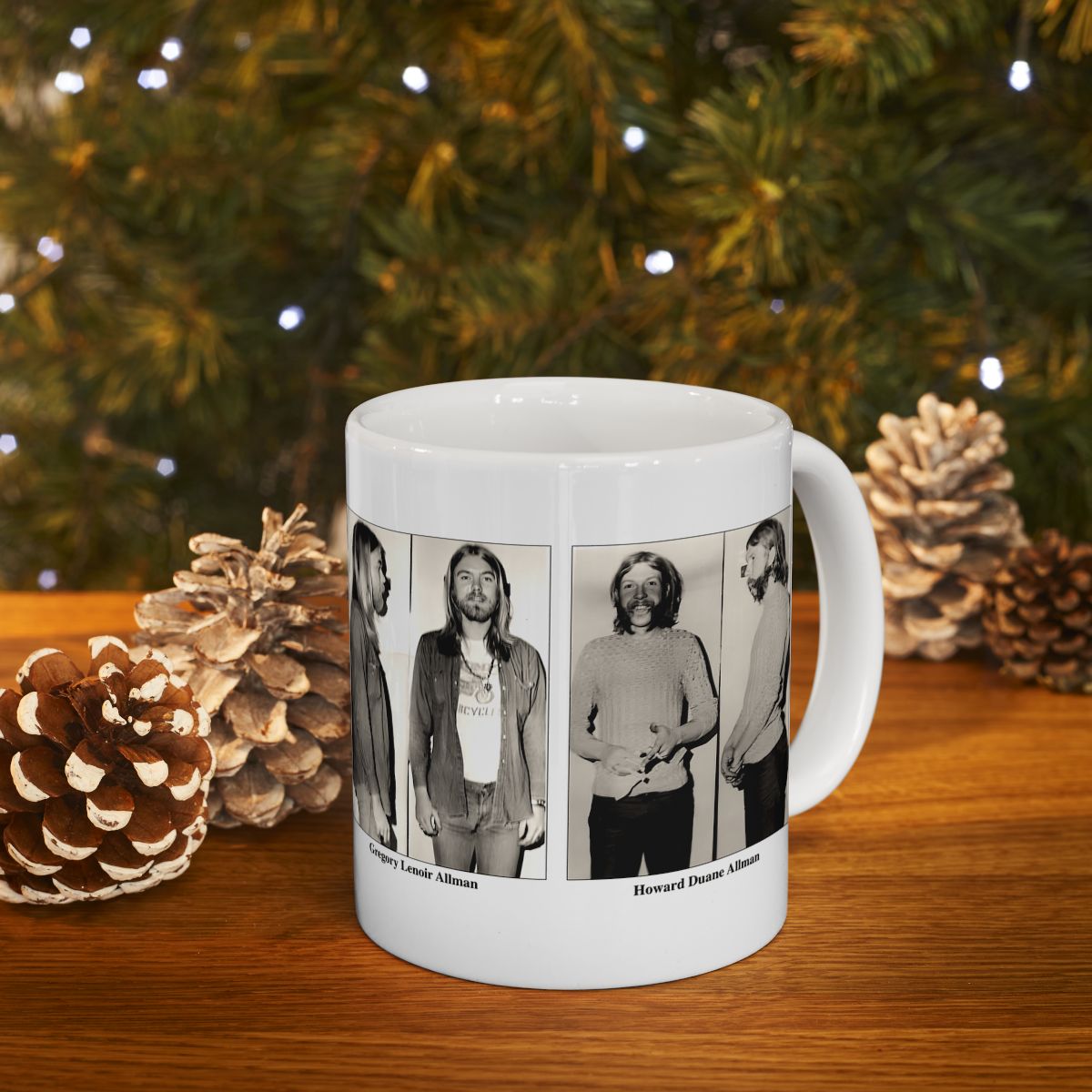 Allman Brothers Band Mugshots Coffee Mug 11oz | Magnificent 1971 Mug Shot Portraits | Duane Allman | Gregg Allman | Famous Jackson, Alabama Arrest | Rock and Roll | Legendary American Music | Made To Order | Original Art Design | Custom Made | NEW