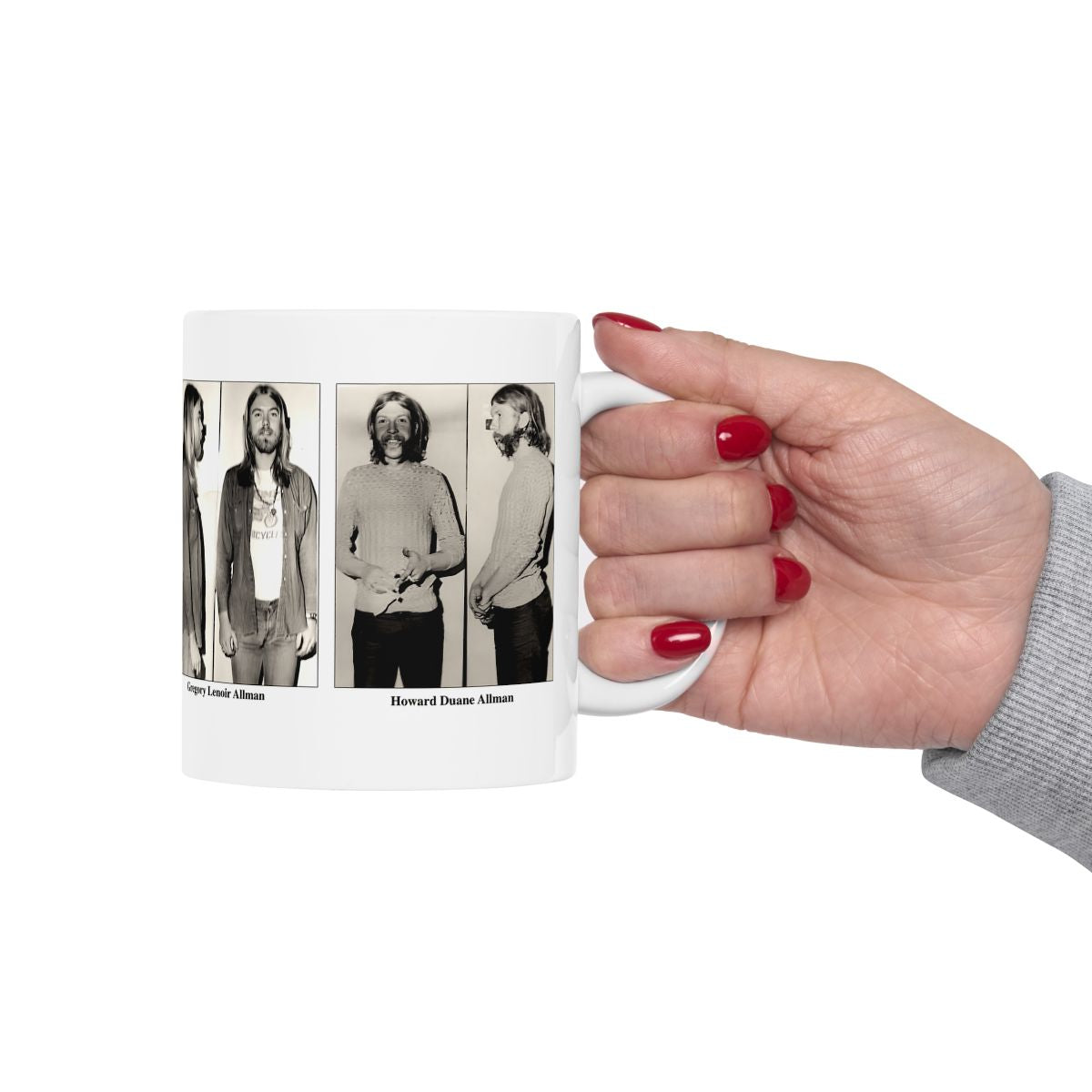 Allman Brothers Band Mugshots Coffee Mug 11oz | Magnificent 1971 Mug Shot Portraits | Duane Allman | Gregg Allman | Famous Jackson, Alabama Arrest | Rock and Roll | Legendary American Music | Made To Order | Original Art Design | Custom Made | NEW