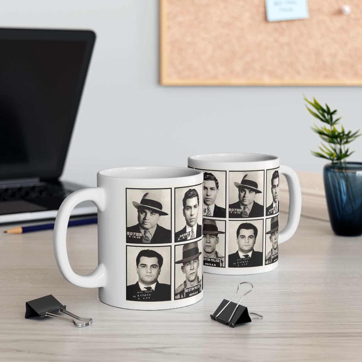 American Gangster Mugshots Coffee Mug 11oz | Magnificent Mobsters Mug Shot Collage | Wise Guys | Mafia | AL Capone | Whitey Bulger | Lucky Luciano | John Gotti | Busted | America's Most Wanted | Made To Order | Original Art Design | Custom Made | NEW