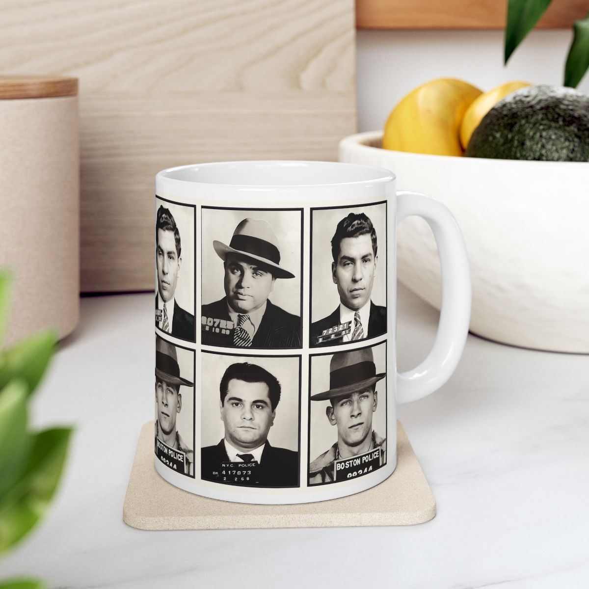 American Gangster Mugshots Coffee Mug 11oz | Magnificent Mobsters Mug Shot Collage | Wise Guys | Mafia | AL Capone | Whitey Bulger | Lucky Luciano | John Gotti | Busted | America's Most Wanted | Made To Order | Original Art Design | Custom Made | NEW