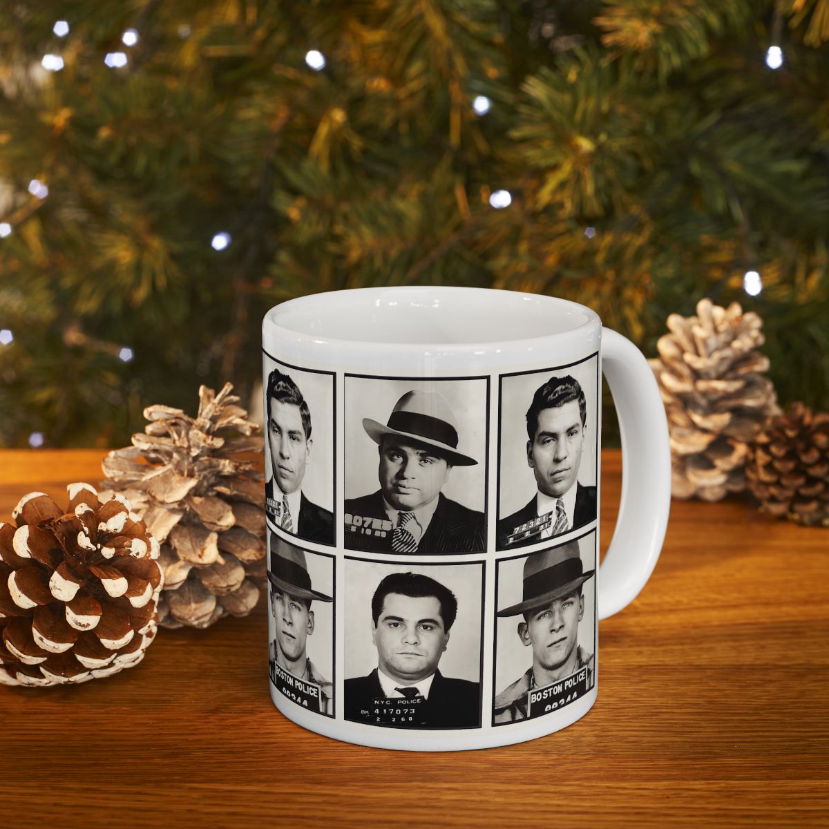 American Gangster Mugshots Coffee Mug 11oz | Magnificent Mobsters Mug Shot Collage | Wise Guys | Mafia | AL Capone | Whitey Bulger | Lucky Luciano | John Gotti | Busted | America's Most Wanted | Made To Order | Original Art Design | Custom Made | NEW