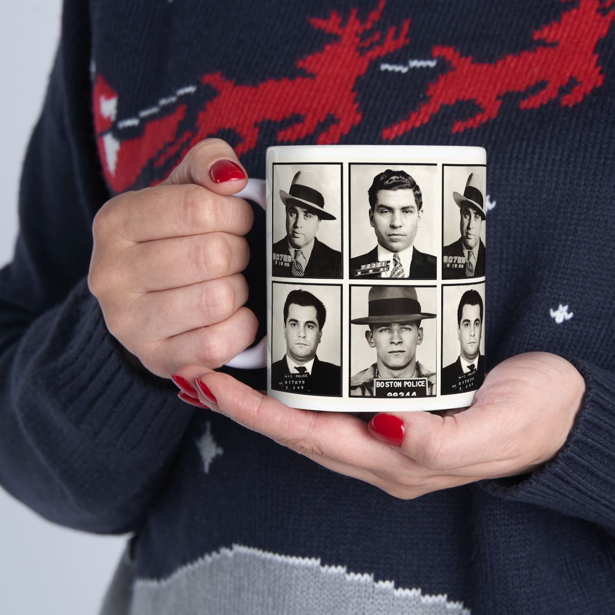 American Gangster Mugshots Coffee Mug 11oz | Magnificent Mobsters Mug Shot Collage | Wise Guys | Mafia | AL Capone | Whitey Bulger | Lucky Luciano | John Gotti | Busted | America's Most Wanted | Made To Order | Original Art Design | Custom Made | NEW