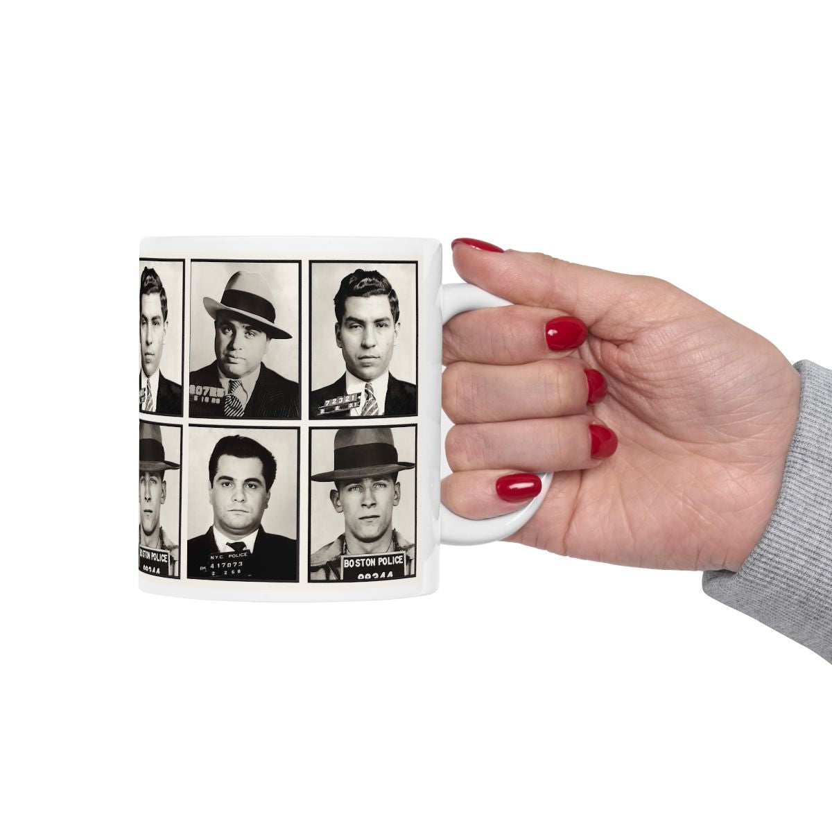 American Gangster Mugshots Coffee Mug 11oz | Magnificent Mobsters Mug Shot Collage | Wise Guys | Mafia | AL Capone | Whitey Bulger | Lucky Luciano | John Gotti | Busted | America's Most Wanted | Made To Order | Original Art Design | Custom Made | NEW