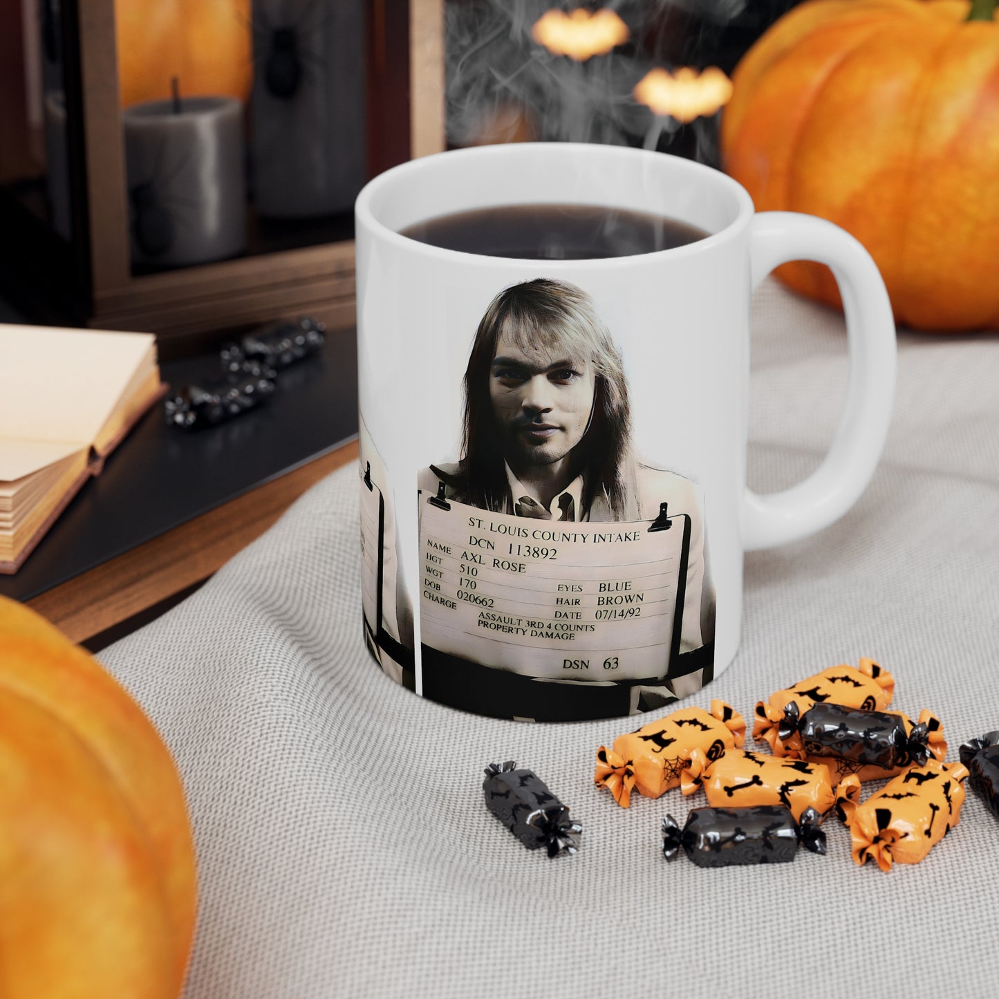 Axl Rose Mugshot Coffee Mug 11oz | Magnificent 1991 Mug Shot Portrait | Busted | Famous St. Louis Arrest | Guns N' Roses | Original Art Design | NEW