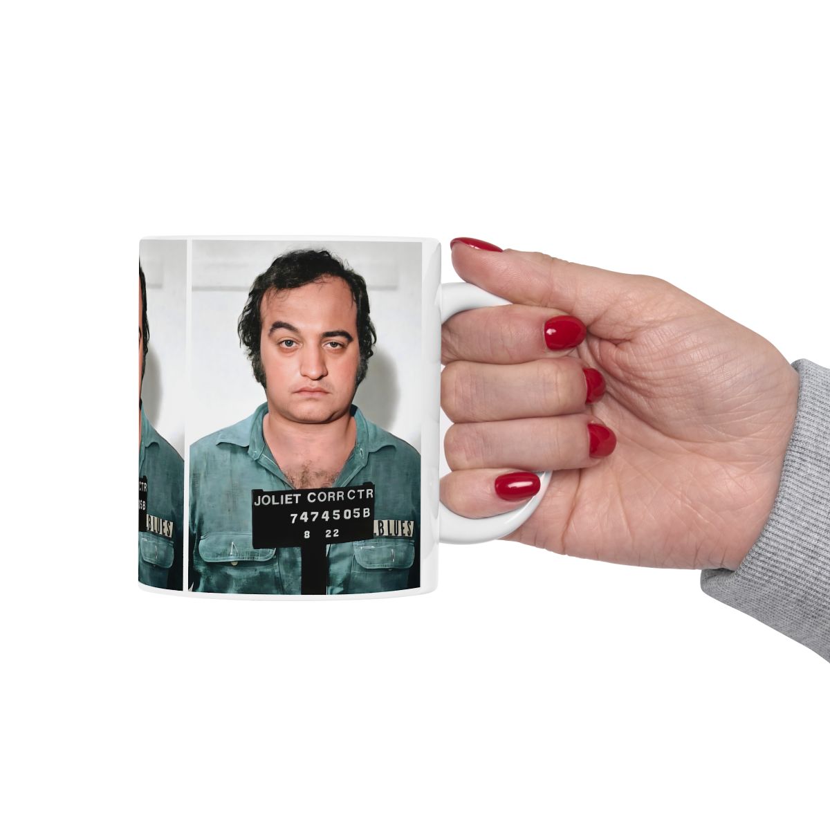 John Belushi Mugshot | Ceramic Coffee Mug 11oz | Magnificent 1980 Mug Shot Portrait | The Blues Brothers | 'Joliet' Jake Blues | American Comedy Legend | Original Art Design | Made To Order | NEW (Sealed)