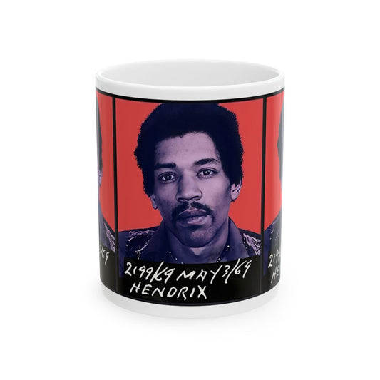 Jimi Hendrix Mugshot Coffee Mug 11oz | Magnificent 1969 Mug-Shot Portrait | Famous Toronto Arrest | Legendary American Music | Rock and Roll | Most Wanted | World's Greatest Guitarist | Made To Order | Custom Made | Original Art Design | NEW (Sealed)