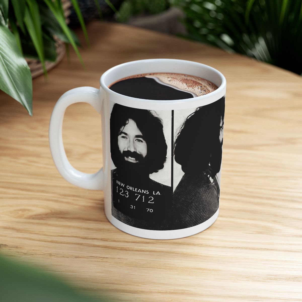 Jerry Garcia Mugshot | Ceramic Coffee Mug 11oz | Magnificent 1970 New Orleans Mug Shot Portrait | The Grateful Dead | Busted | Made To Order | Legendary American Music | Original Art Design | Custom Made | NEW (Sealed)