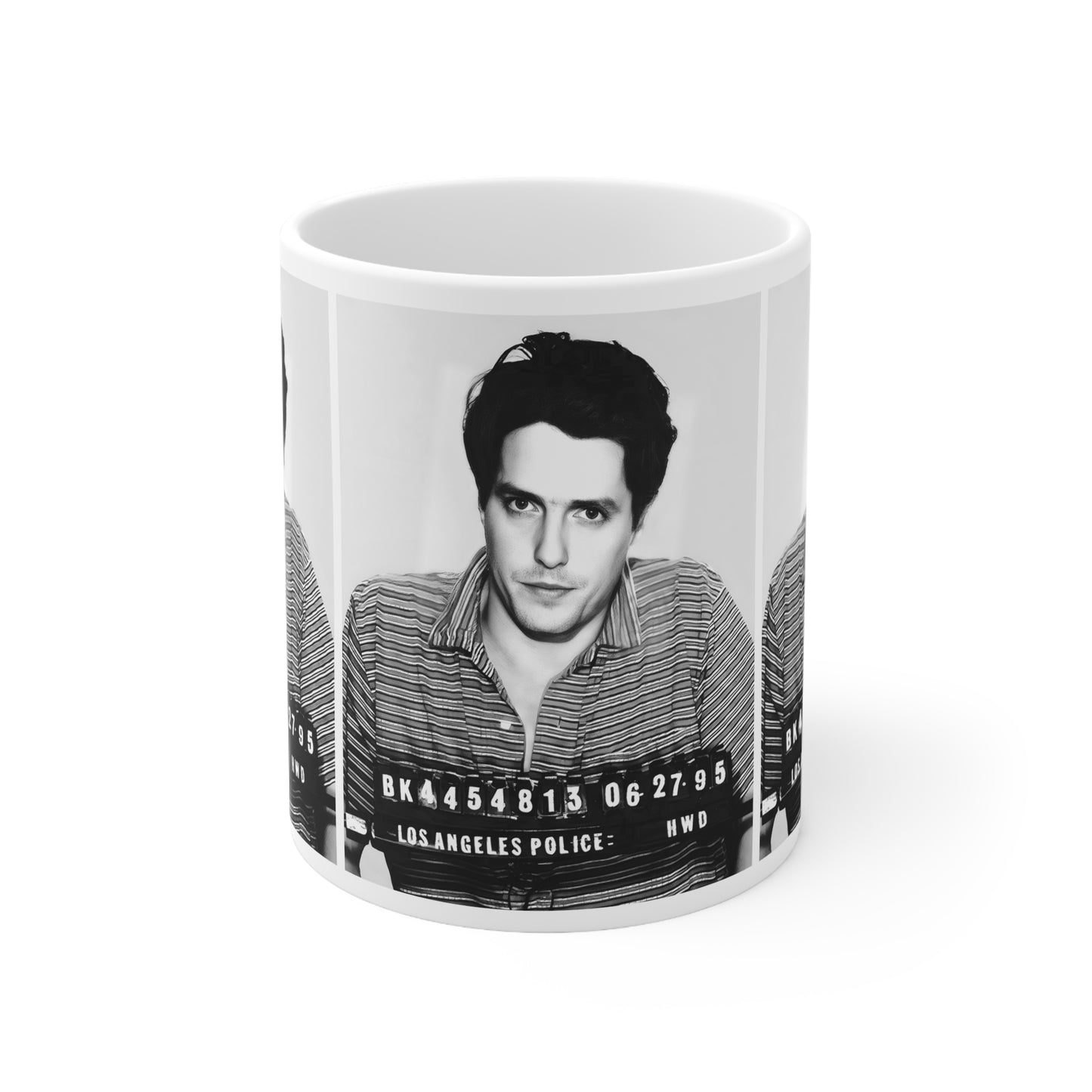 Hugh Grant Mugshot Coffee Mug 11oz | Magnificent 1995 Mug Shot Portrait | Busted | British Film Star | Hollywood Royalty | Original Design