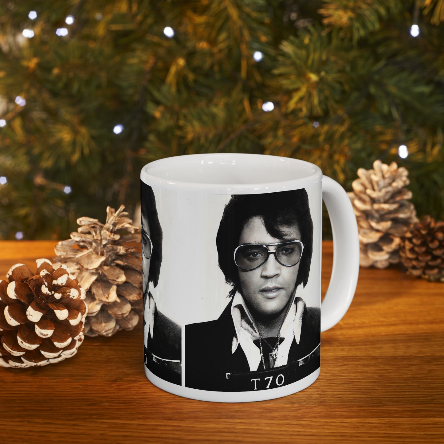 Elvis Mugshot Coffee Mug 11oz | Magnificent 1970 Mug Shot Portrait | Busted | Denver, Colorado | The King | Legendary American Music | Rock and Roll | Iconic Singer | Custom Made | NEW (Sealed)