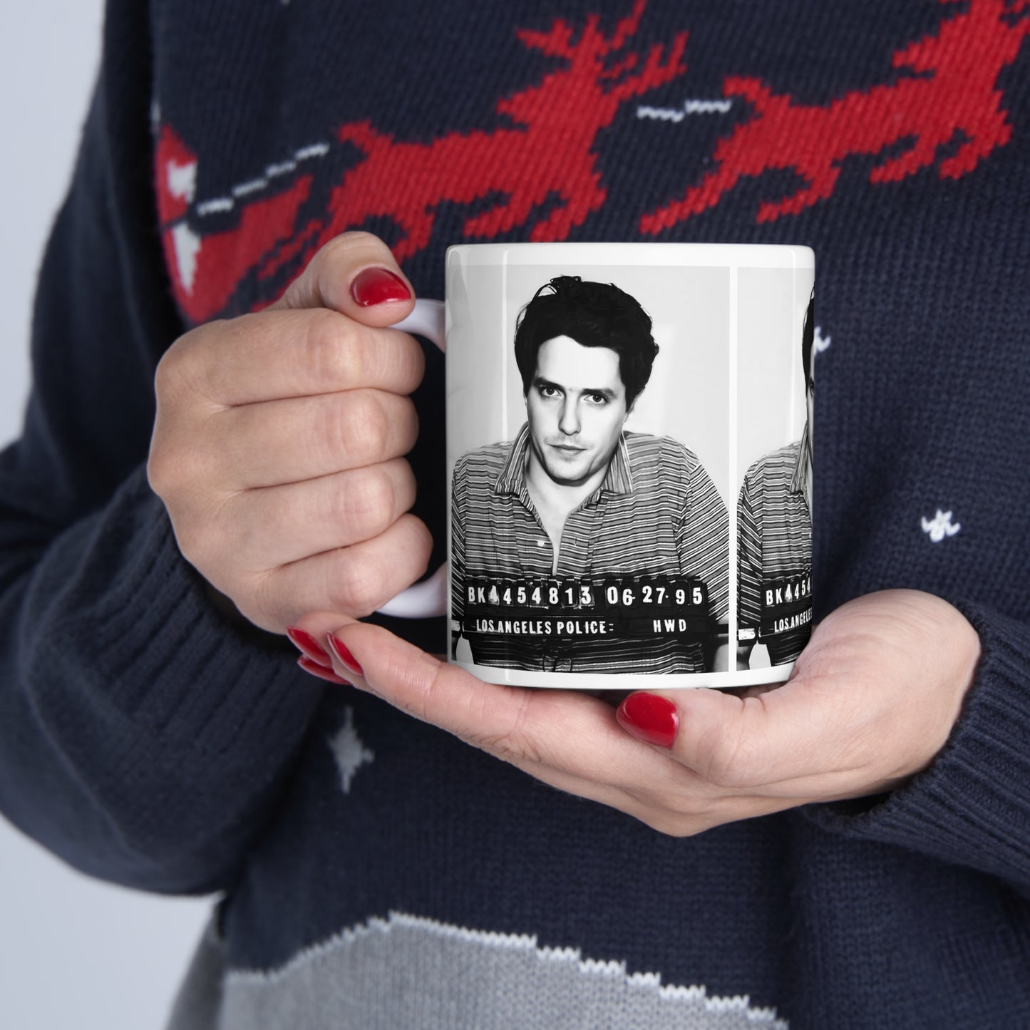 Hugh Grant Mugshot Coffee Mug 11oz | Magnificent 1995 Mug Shot Portrait | Busted | British Film Star | Hollywood Royalty | Original Design