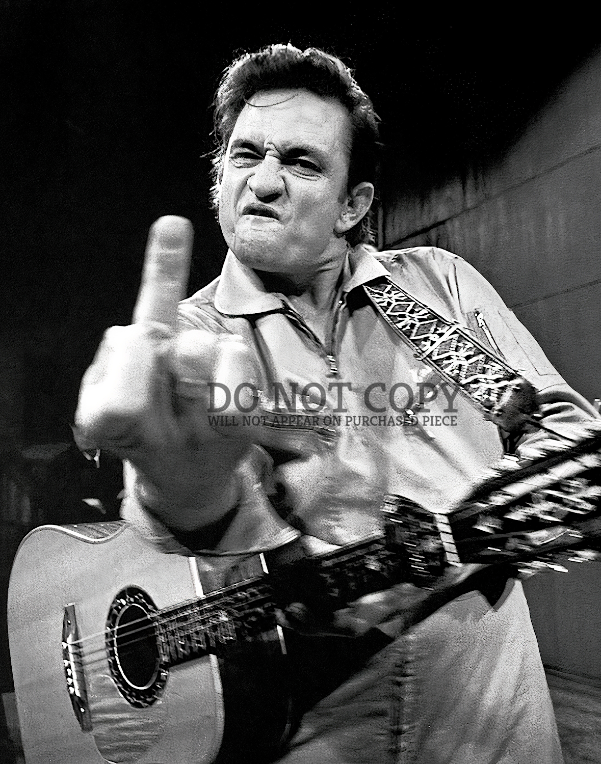 Johnny Cash Photograph 8 X 10 - Pristine 1969 San Quentin Prison Snapshot - Flipping The Bird - Best Quality Image (100% Guaranteed) - Rare Photo - Poster Art Print