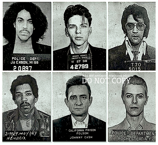 Famous Names In Music Mugshot Collage 11 X 12 - Greatest Mug Shot Photograph Set - Legendary Arrest Pictures - Rare Photos - Poster Art Print