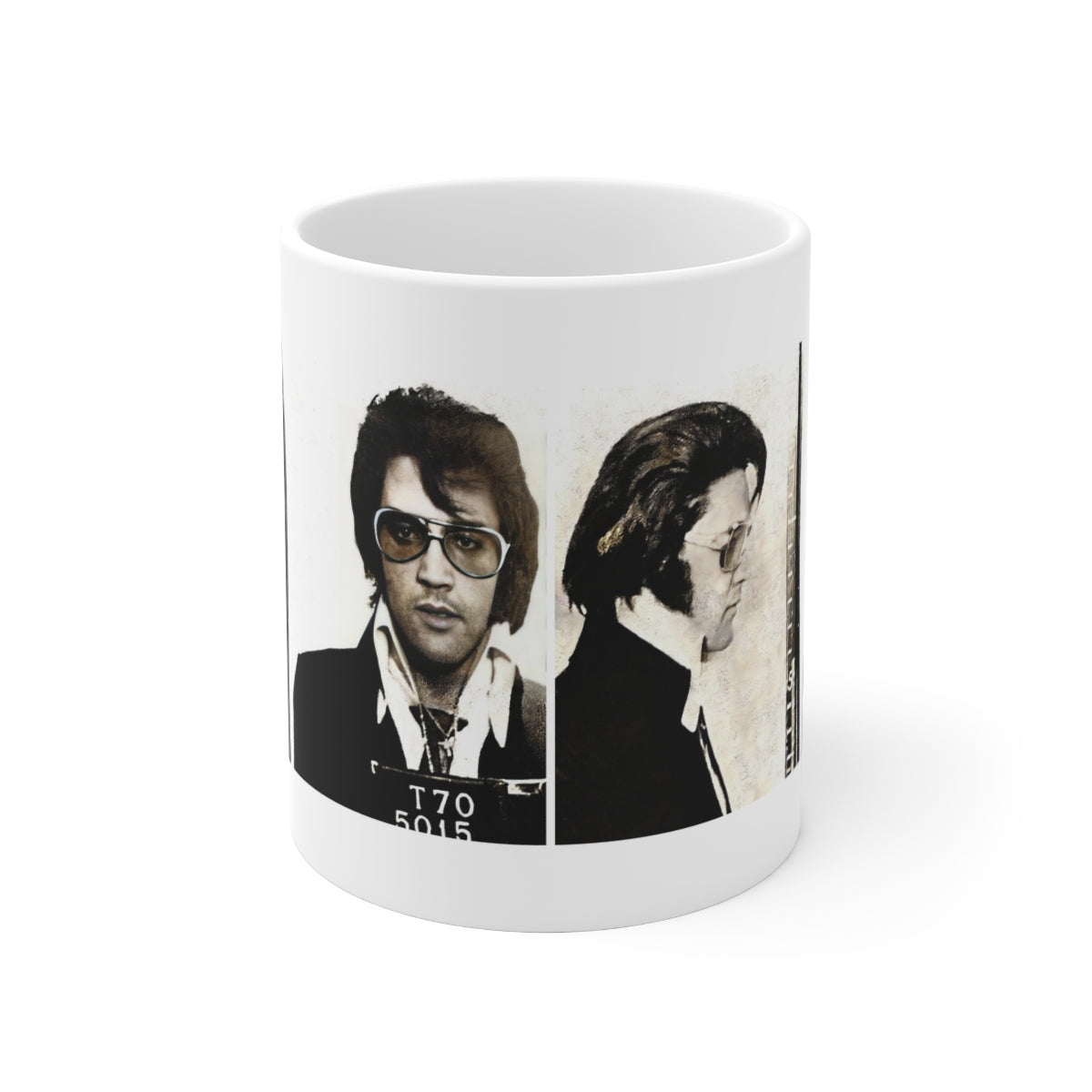 Elvis Presley Mugshot Coffee Mug 11oz | Magnificent 1970 Mug Shot Portrait | Busted | Denver, Colorado | The King | Legendary American Music | Rock and Roll | Iconic Singer | NEW