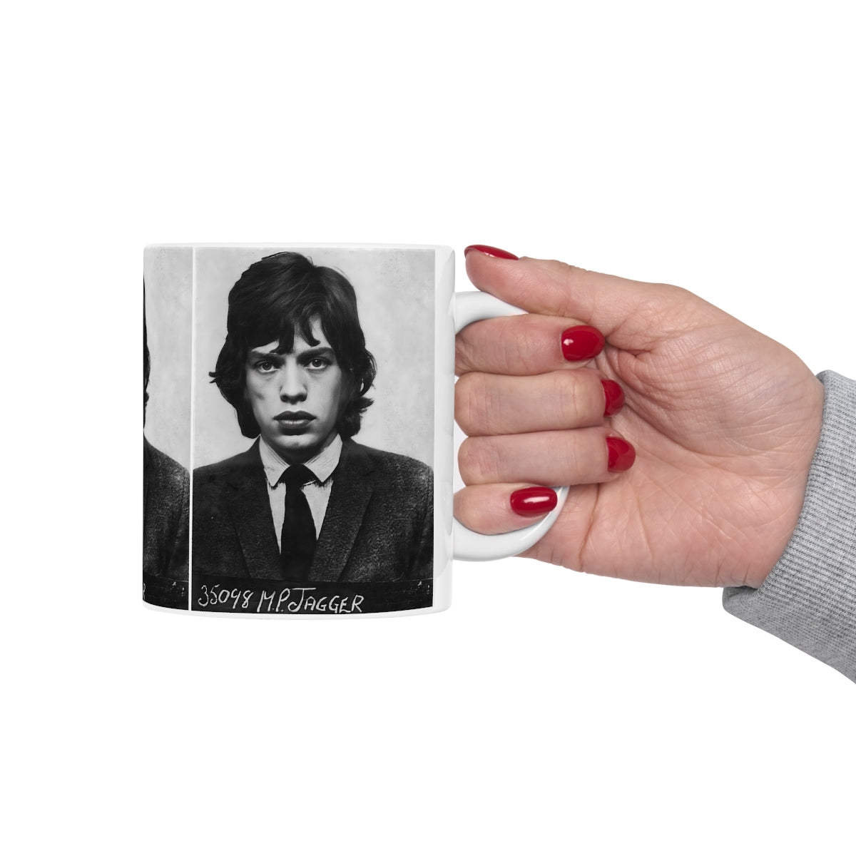 Mick Jagger Mugshot Coffee Mug 11oz | Magnificent 1967 Mug Shot Portrait | Busted | Infamous Redlands Arrest | The Rolling Stones | Original Art Design | Custom Made | NEW