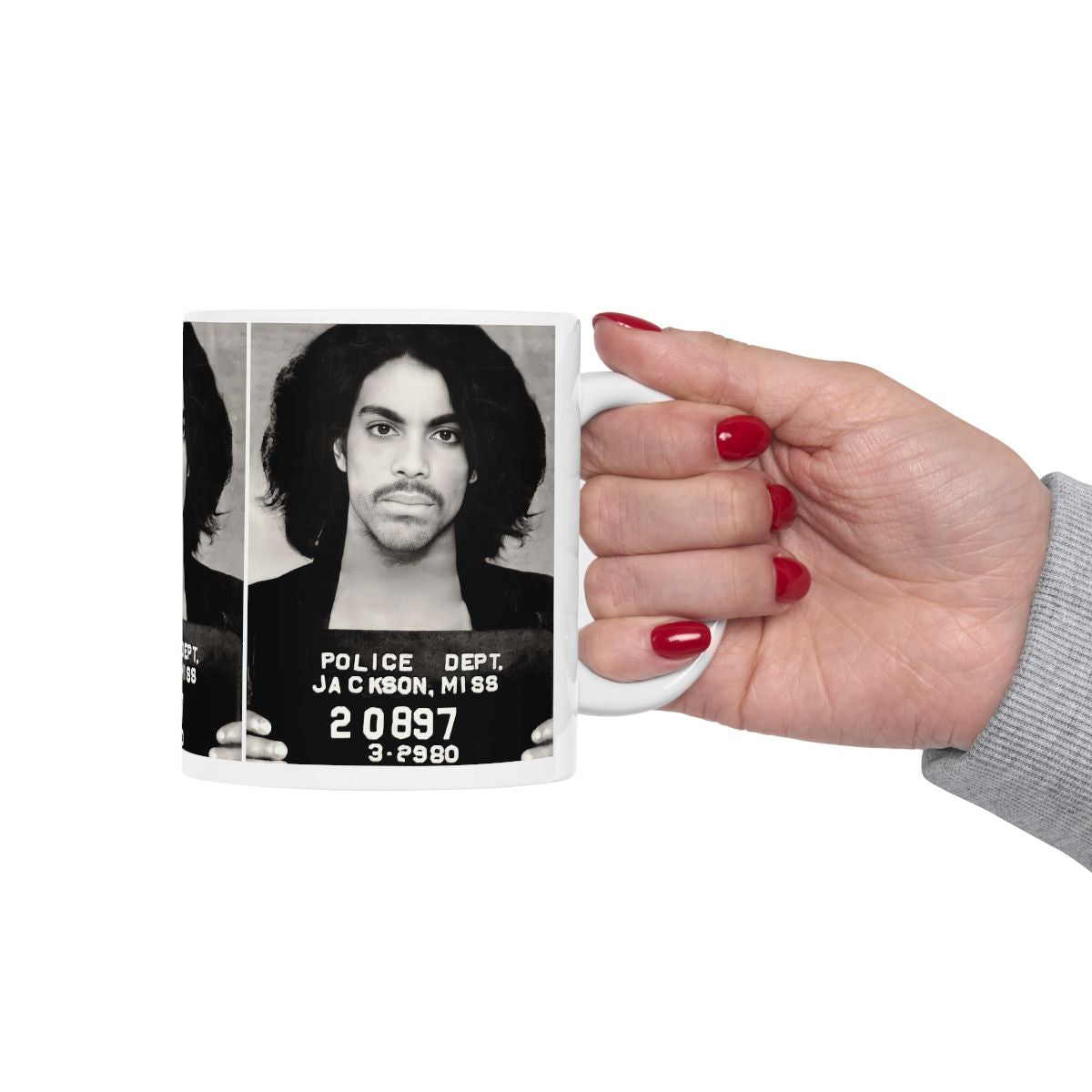 Prince Mugshot Coffee Mug 11oz | Magnificent 1980 Mug Shot Portrait | Iconic Jackson, MS Arrest Picture | Legendary American Music | Made To Order | Original Art Design | Custom Made | NEW (Sealed)