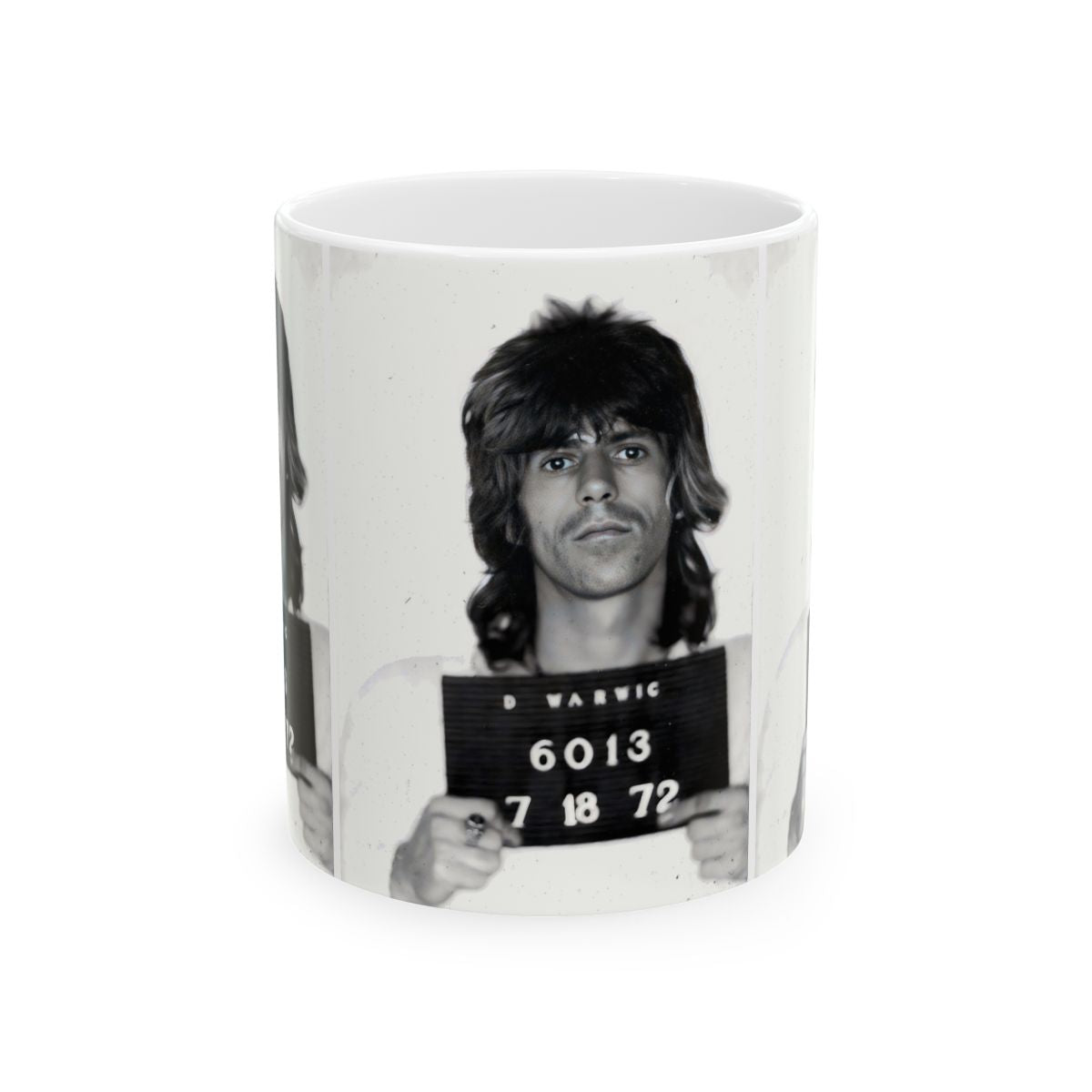 Keith Richards Mugshot Coffee Mug 11oz | Magnificent 1972 Mug Shot Portrait | Busted | Famous Warwick, RI Arrest | Rolling Stones | Made To Order | Original Art Design | Custom Made | NEW